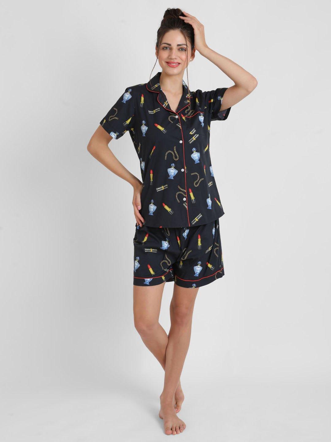 Trinket Printed Nightsuit Set for Women - koochi Poochi