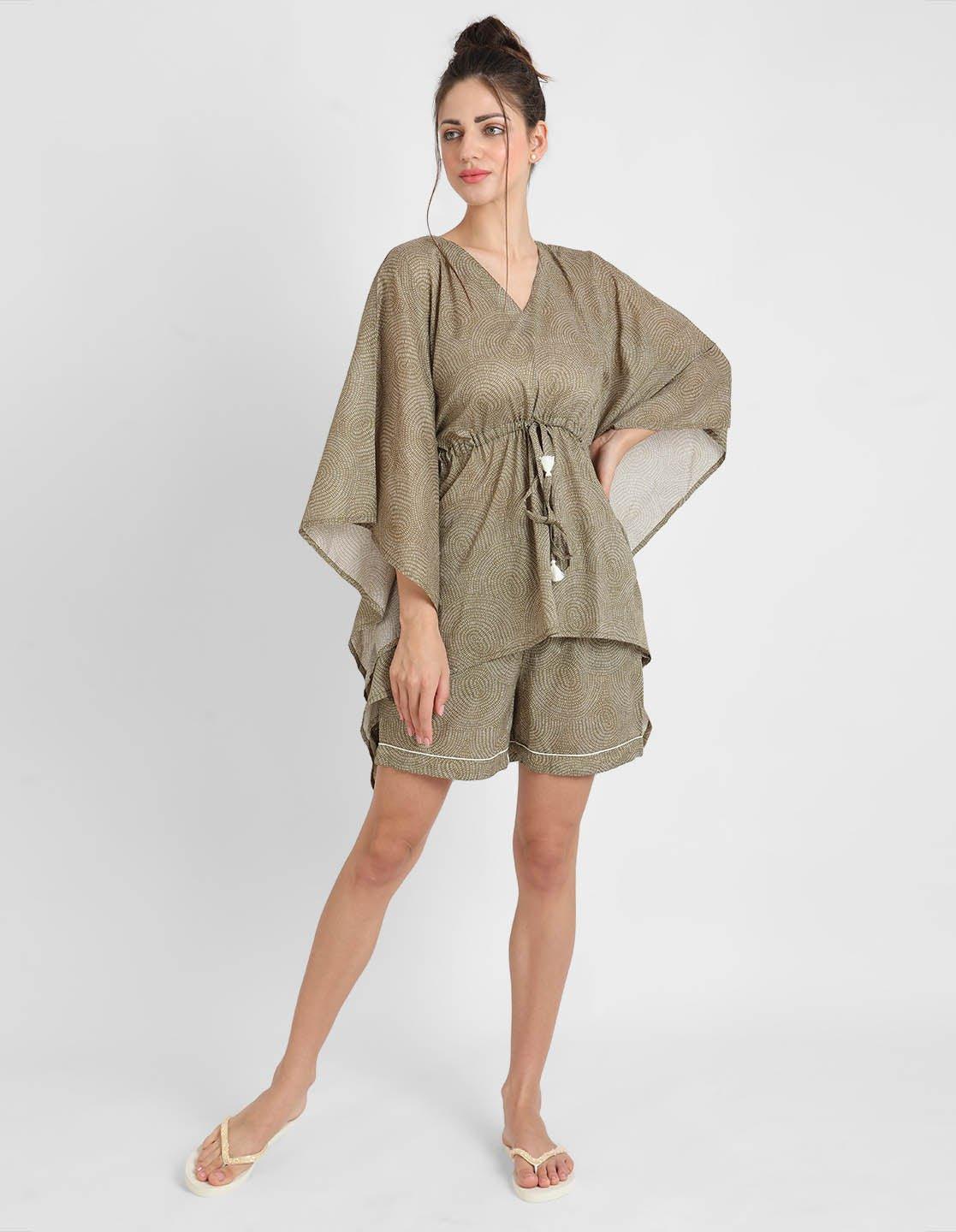 Warli Print Kaftan Shorts Set