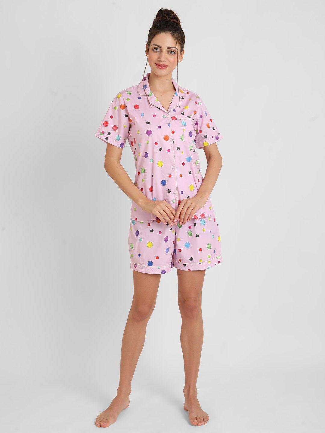 Polkadot Printed Nightsuit Set for Women