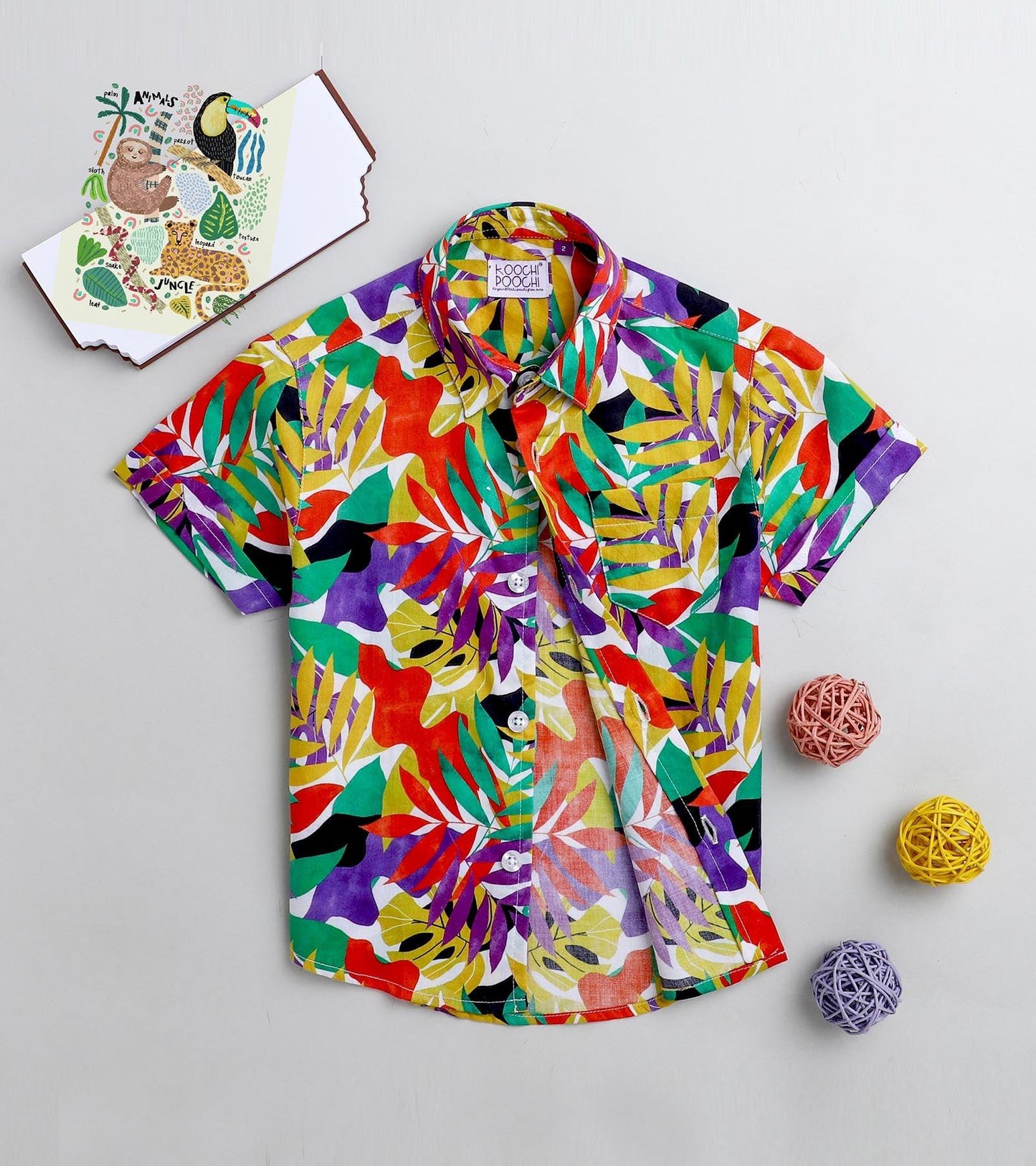 Multi Palms Printed Half Sleeve Shirt