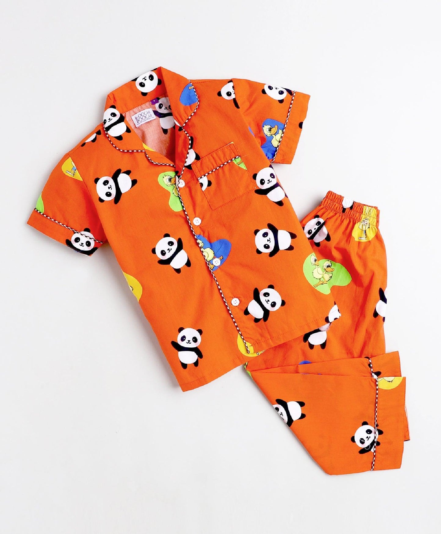 Cuteness In Orange Printed Night Suit Set