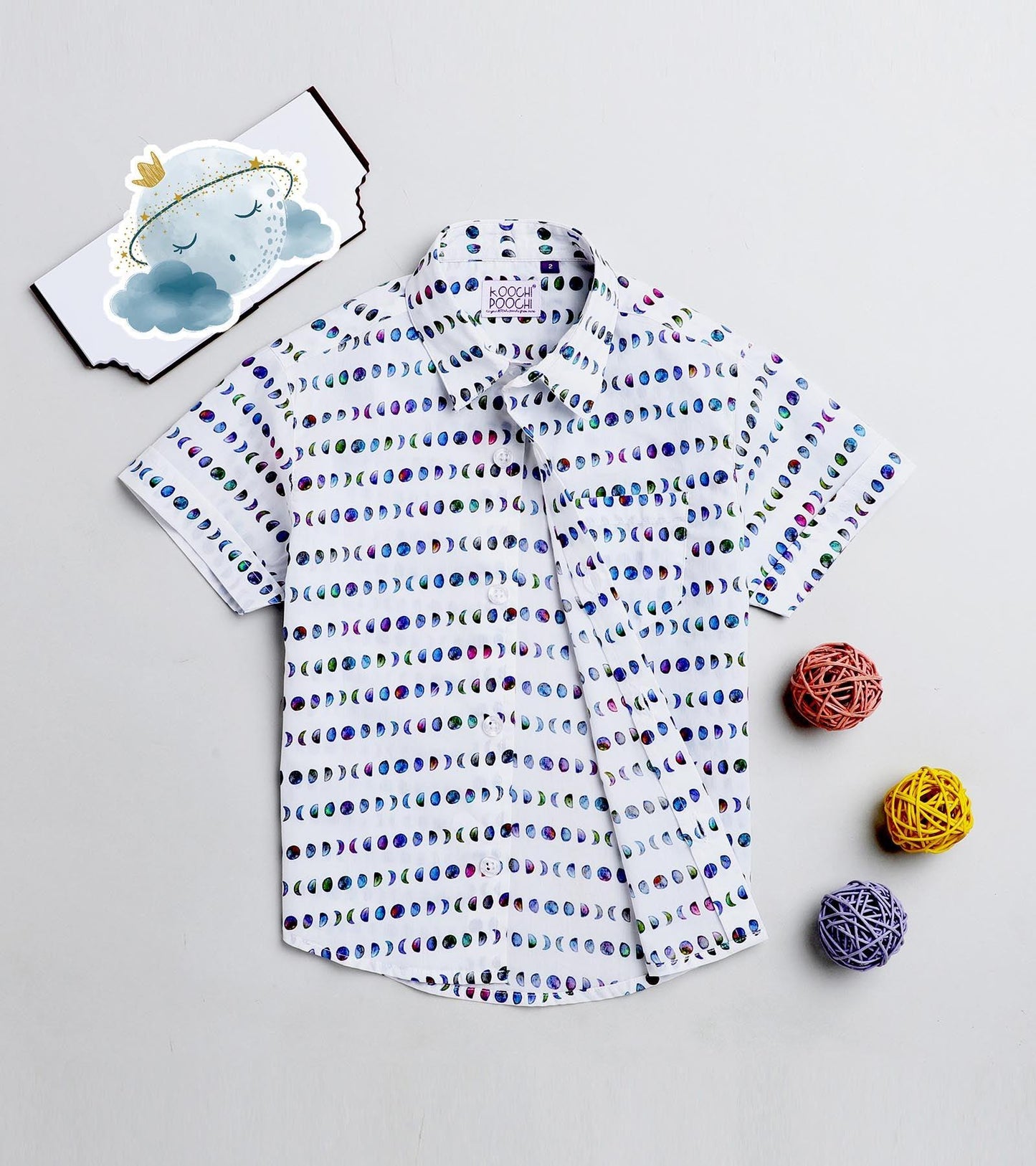 Moon Printed Half Sleeve Shirt