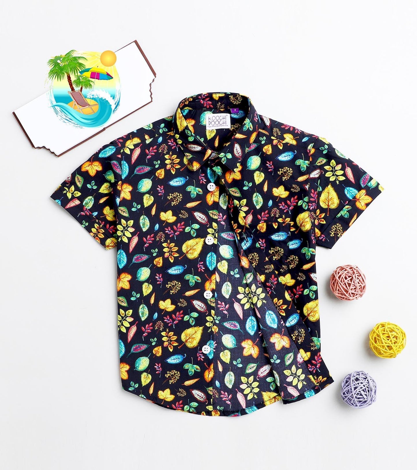 Mix Leaf Printed Half Sleeve Shirt