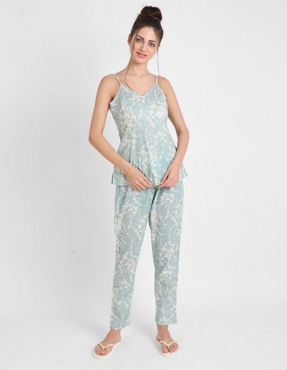 Blossom Printed Singlet Pajama Set for Women