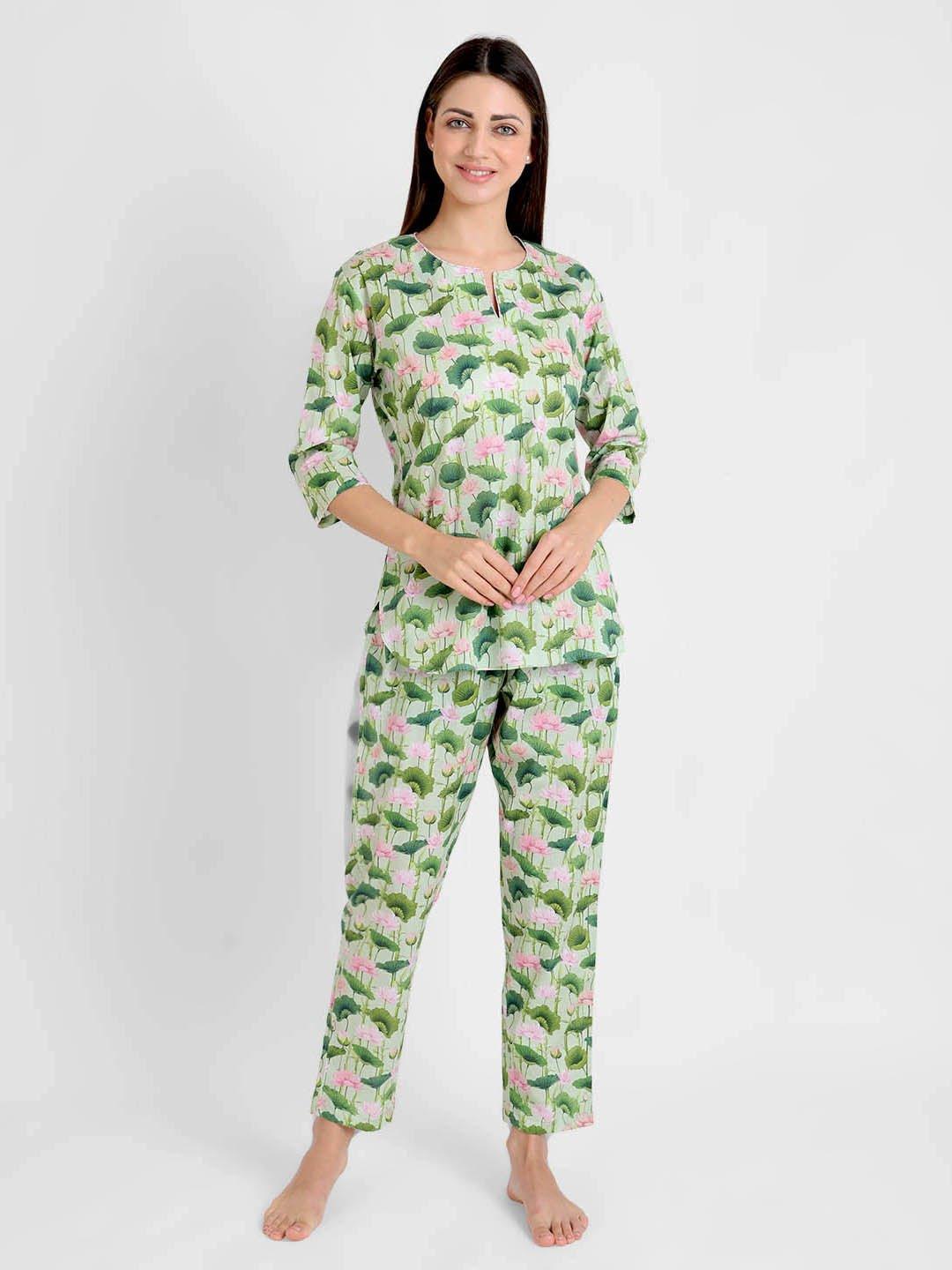 Lotus String Printed Nightsuit Set for Women