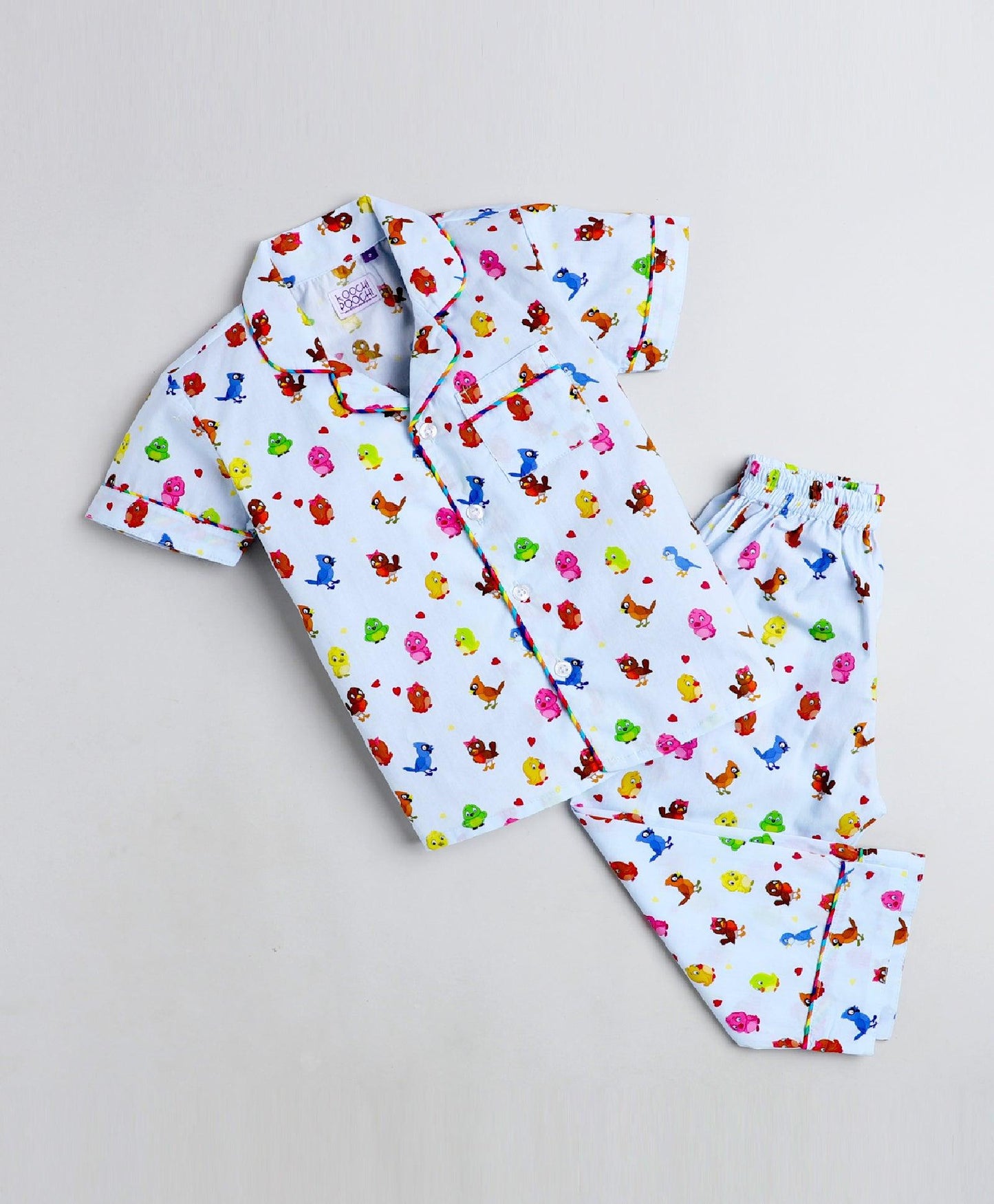 Singing Birds Printed Night Suit Set - koochi Poochi