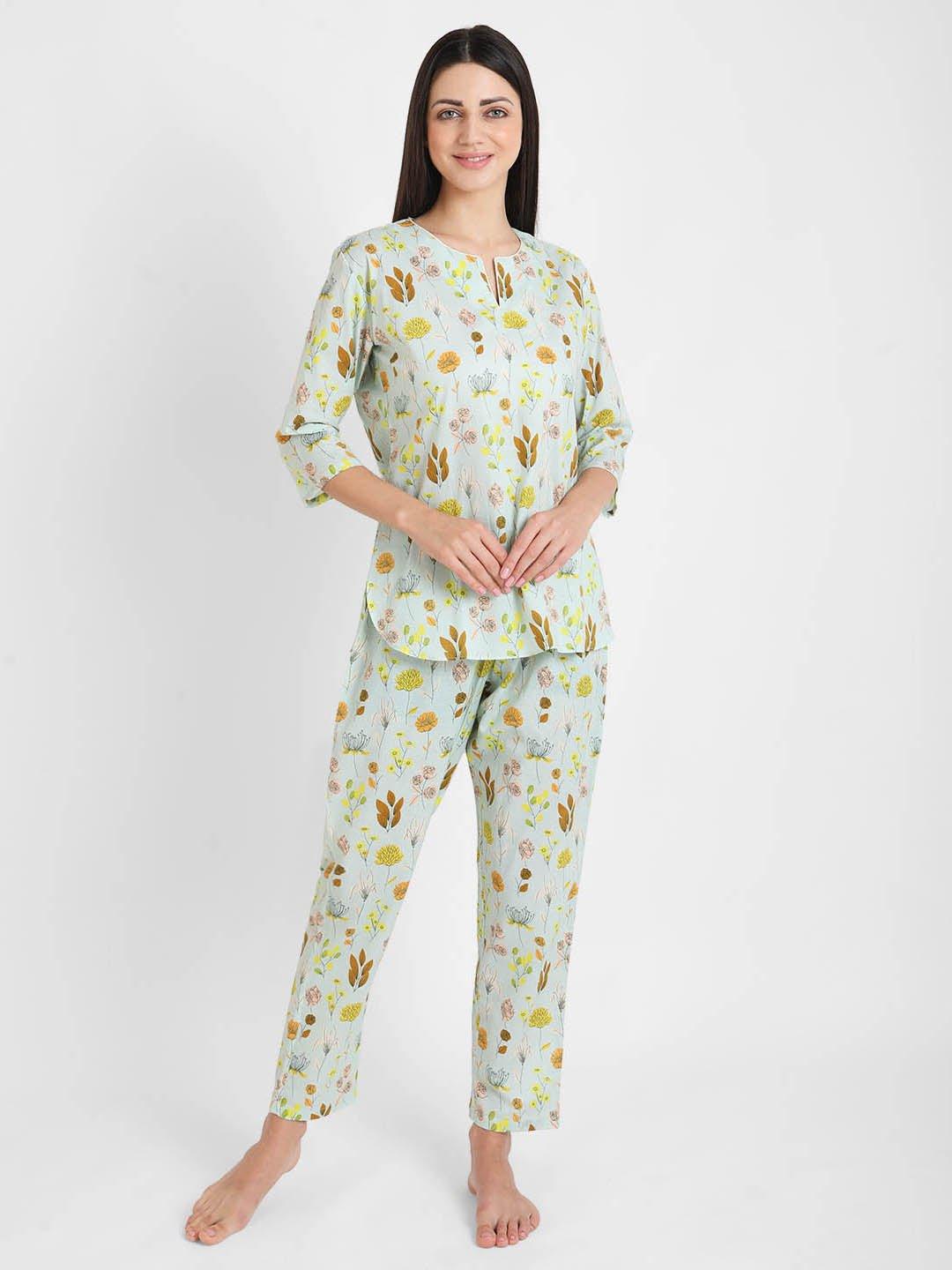 Pastel Floral Printed Nightsuit Set for Women