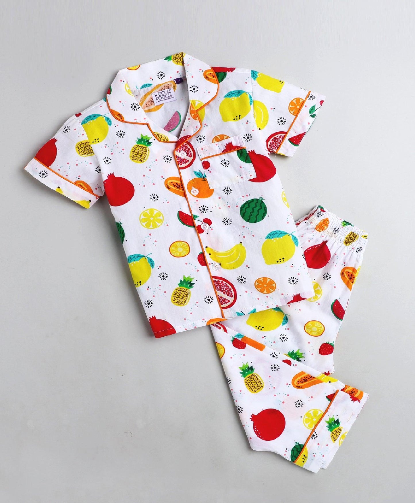 Rainbow Fruits Printed Night Suit Set