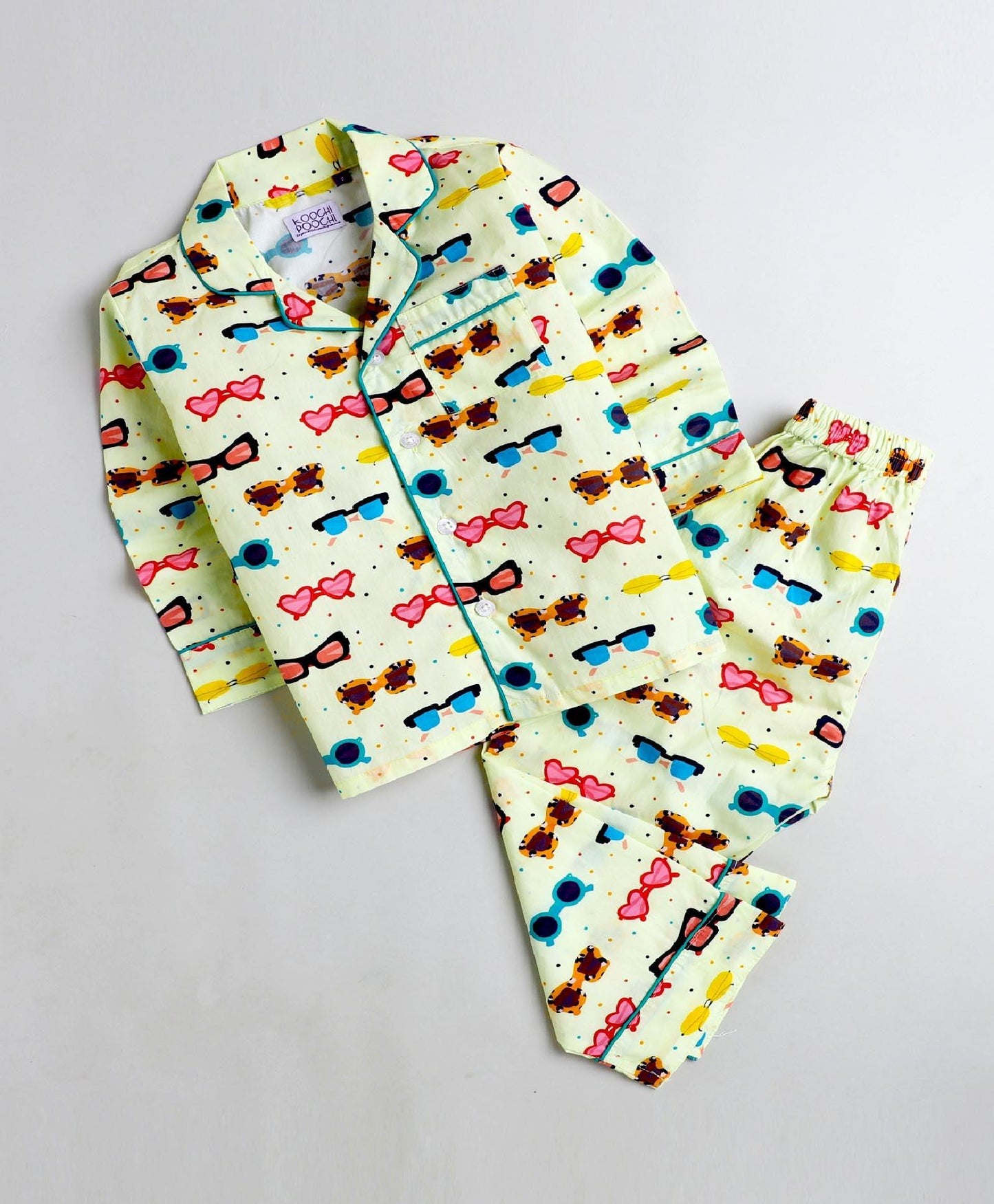 Sunglasses Printed Night Suit Set for Girls
