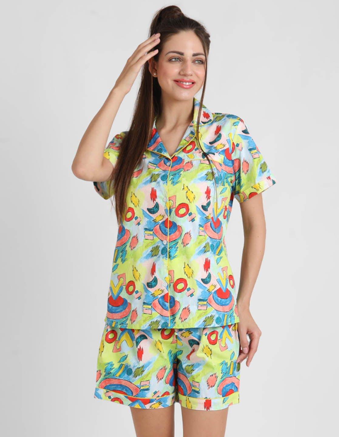 Paint Brush Printed Nightsuit Set for Women