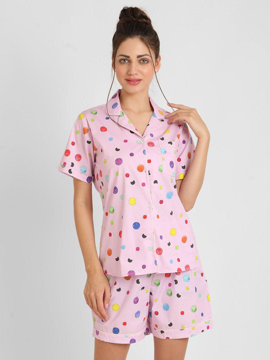 Polkadot Printed Nightsuit Set for Women
