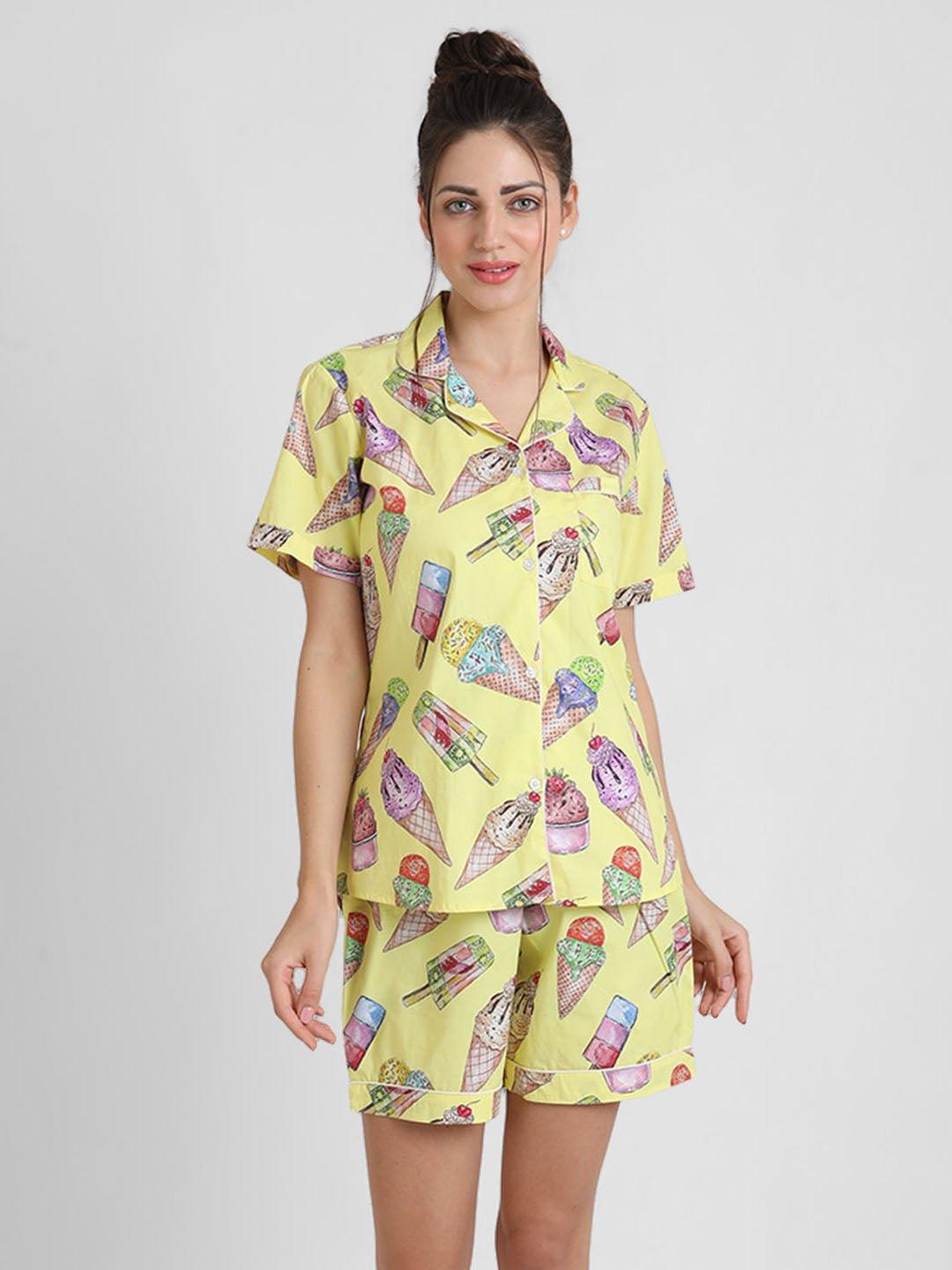 Icecream Printed Nightsuit Set for Women