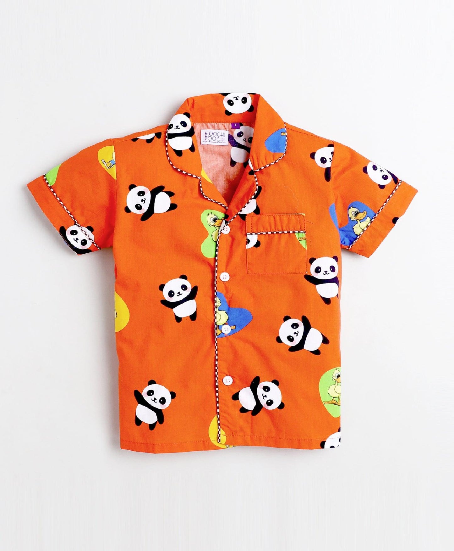 Cuteness In Orange Printed Night Suit Set