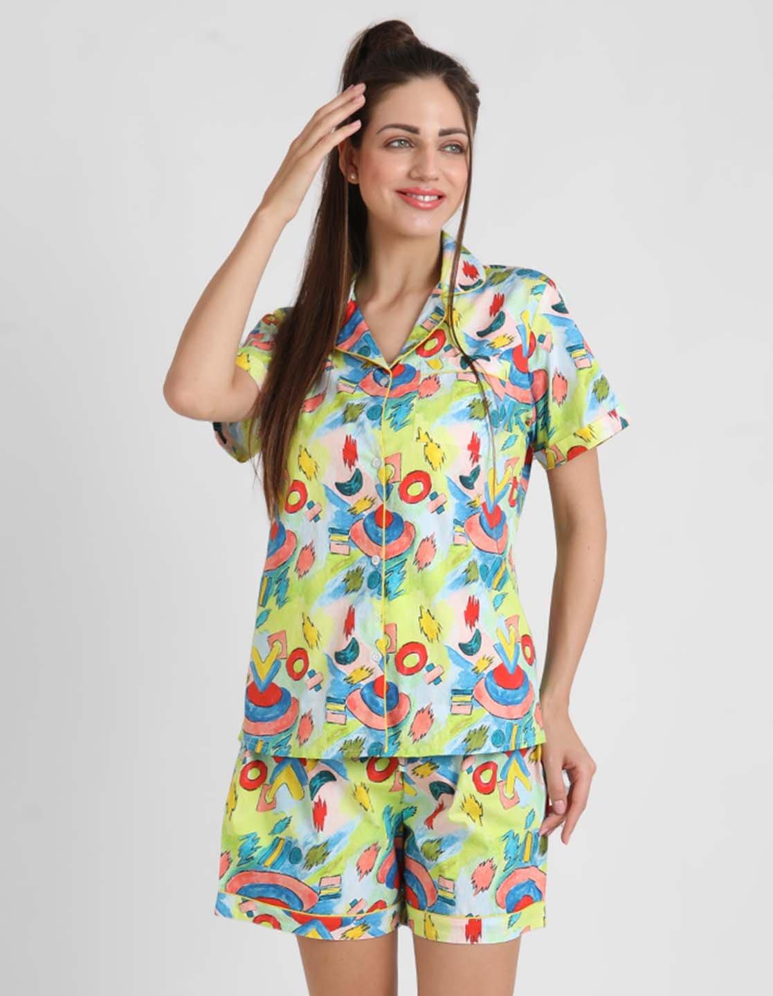 Paint Brush Printed Nightsuit Set for Women