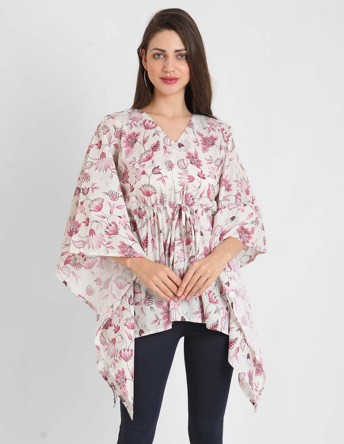 Pink Floral Print Kaftan