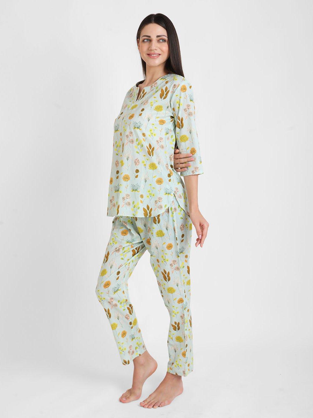 Pastel Floral Printed Nightsuit Set for Women