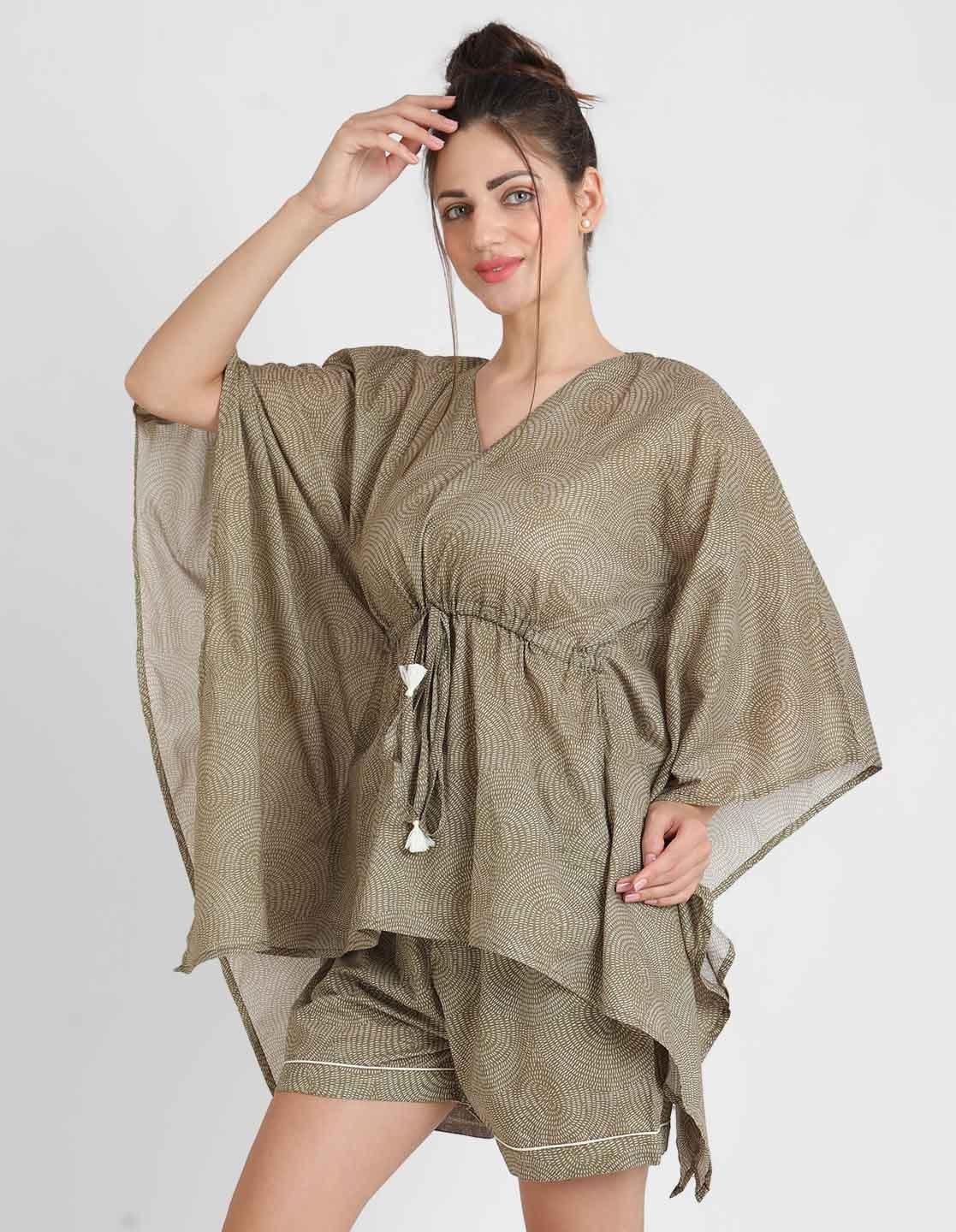 Warli Print Kaftan Shorts Set