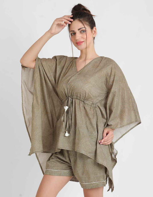 Warli Print Kaftan Shorts Set