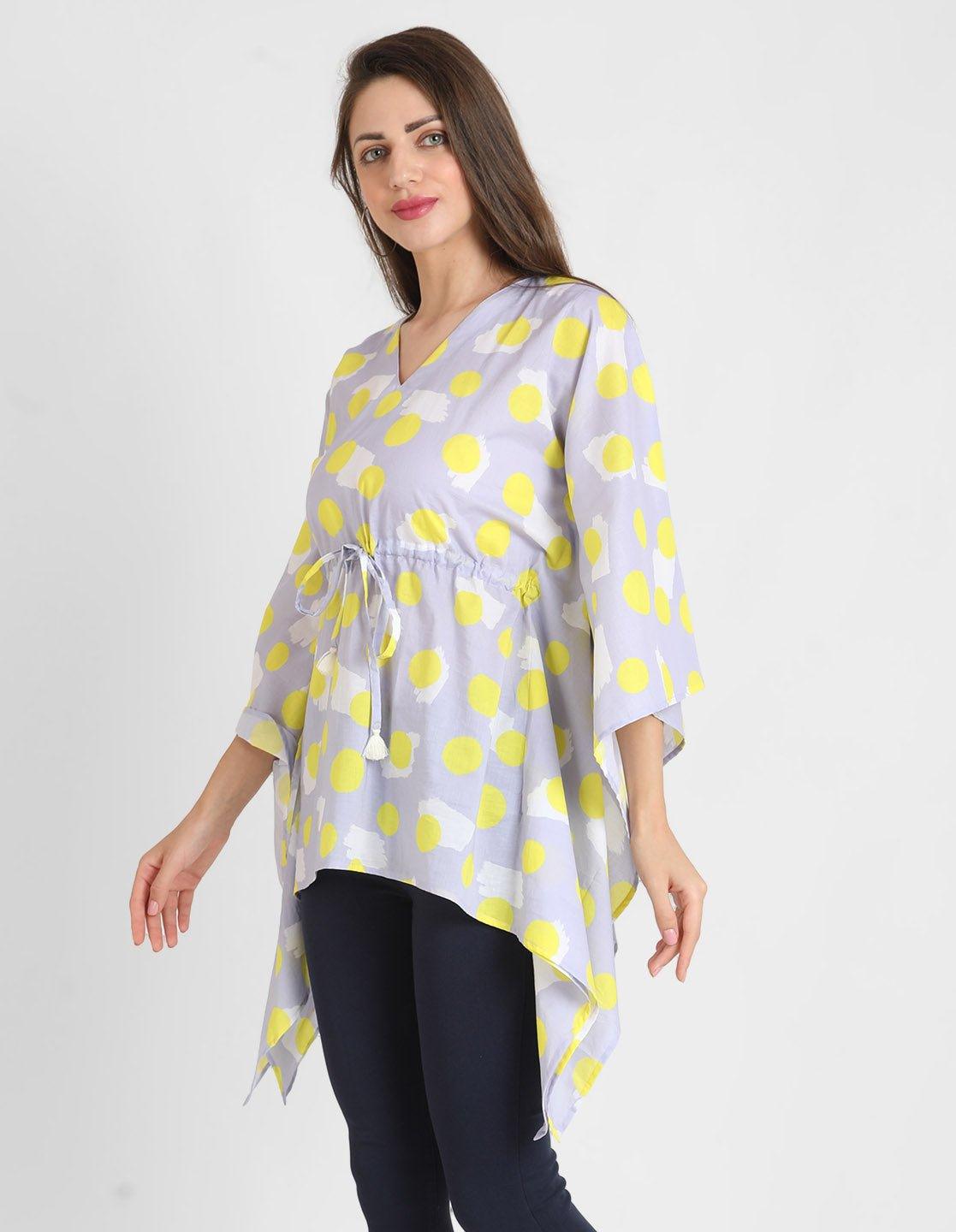 Yellow Polka Print Kaftan