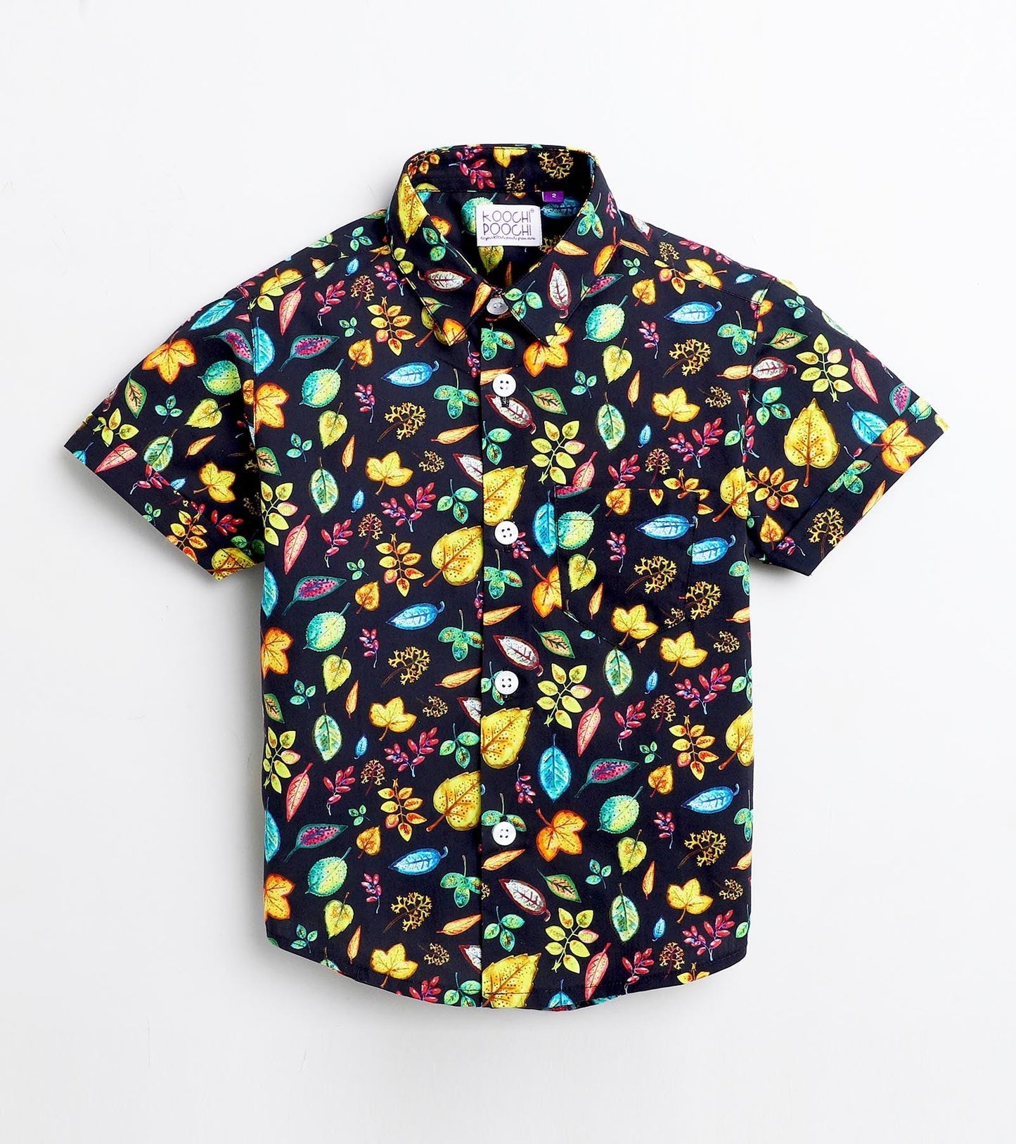 Mix Leaf Printed Half Sleeve Shirt