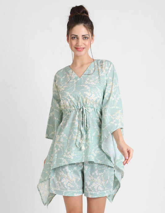 Blossom Print Kaftan Shorts Set