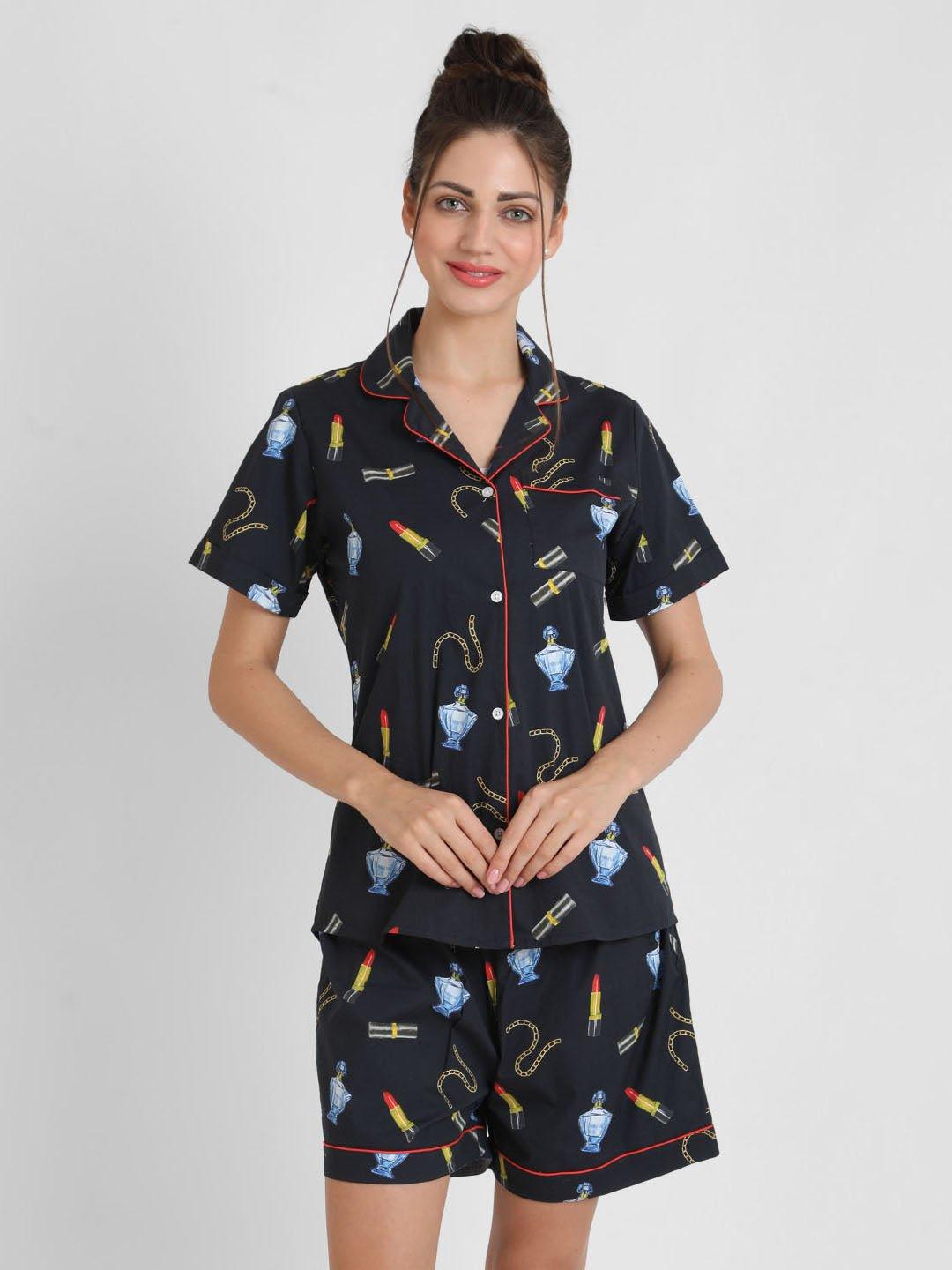 Trinket Printed Nightsuit Set for Women - koochi Poochi