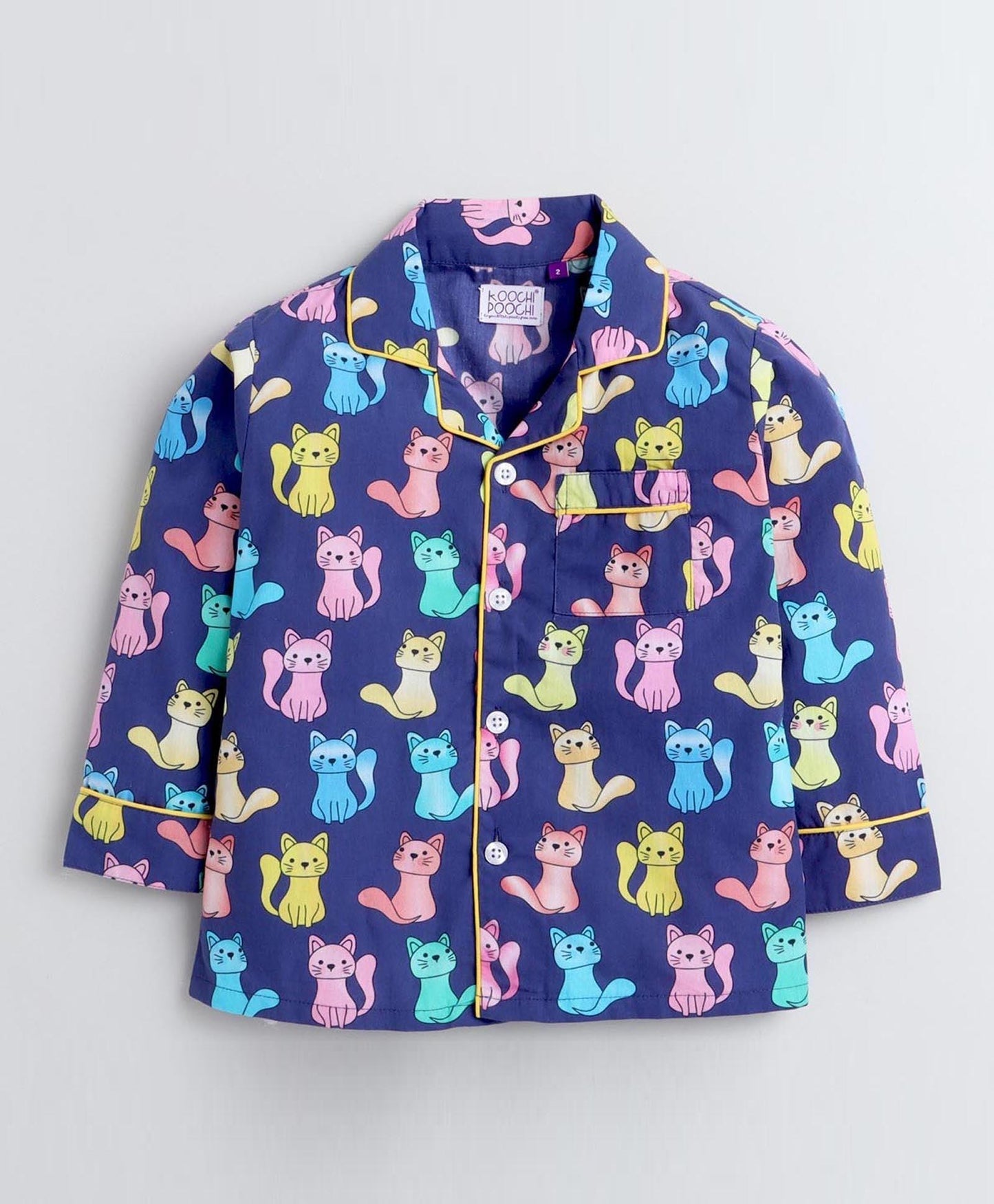 Purple Kitty Printed Night Suit Set