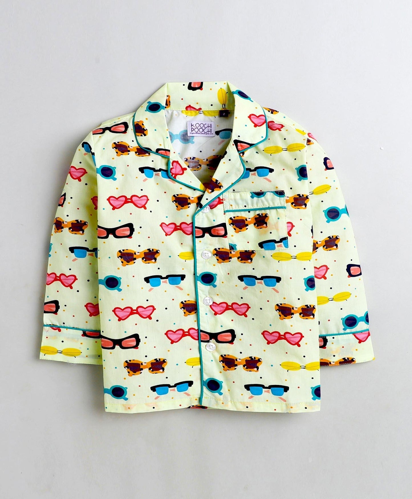 Sunglasses Printed Night Suit Set for Girls
