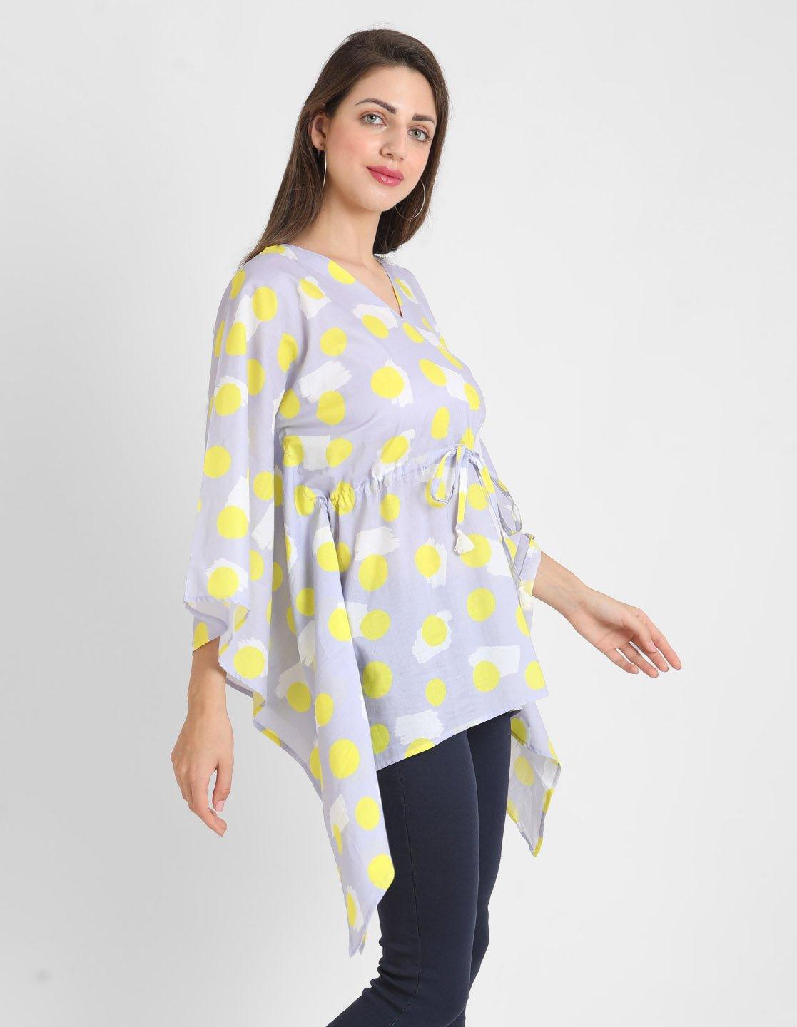 Yellow Polka Print Kaftan