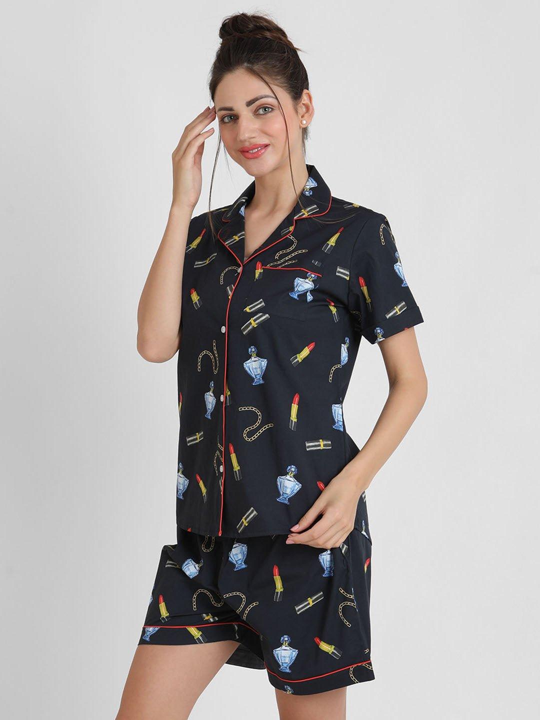 Trinket Printed Nightsuit Set for Women - koochi Poochi