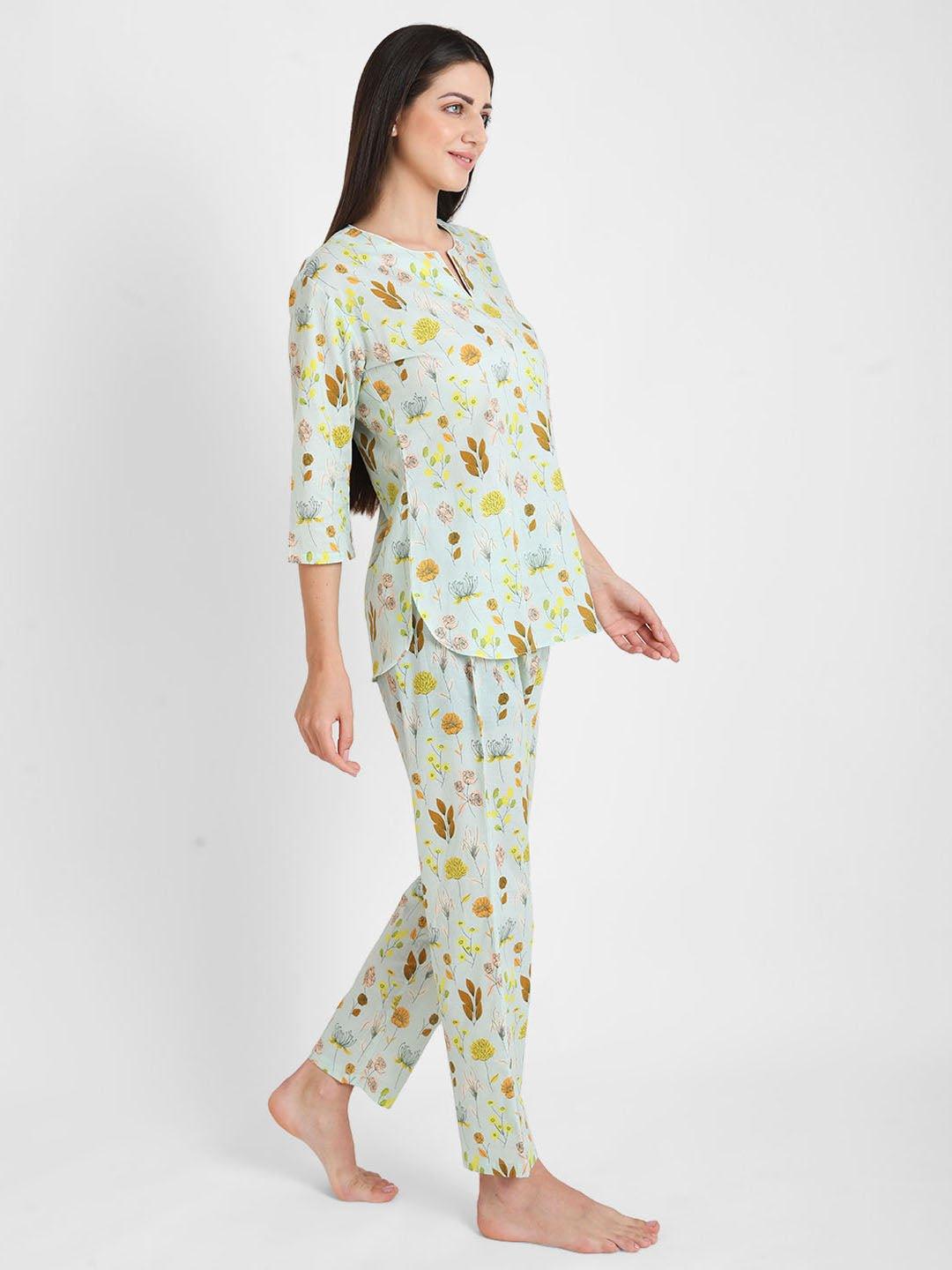 Pastel Floral Printed Nightsuit Set for Women