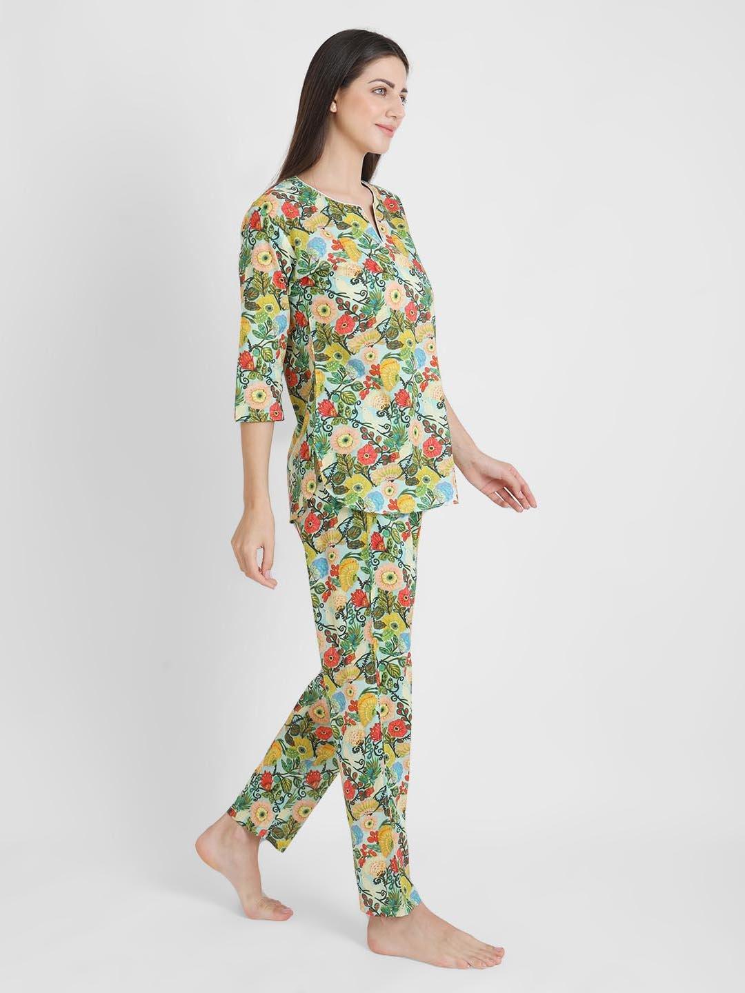 Wild Floral Printed Nightsuit Set for Women