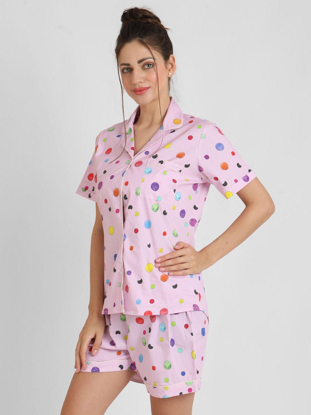 Polkadot Printed Nightsuit Set for Women