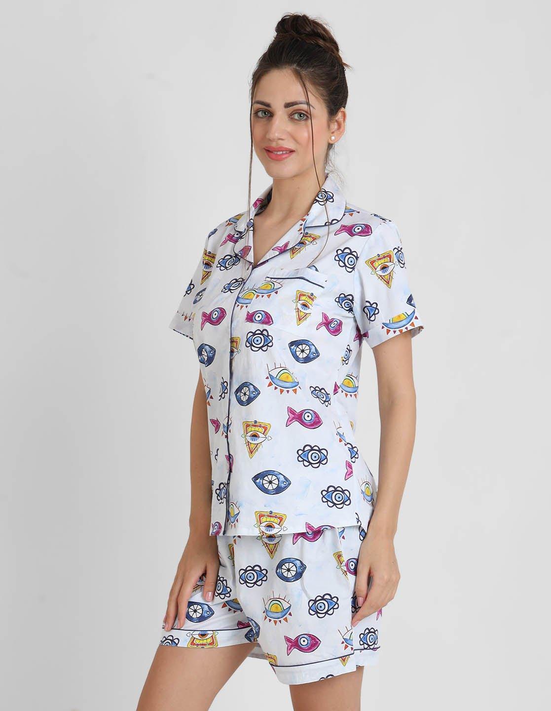 Evileye Printed Nightsuit Set for Women