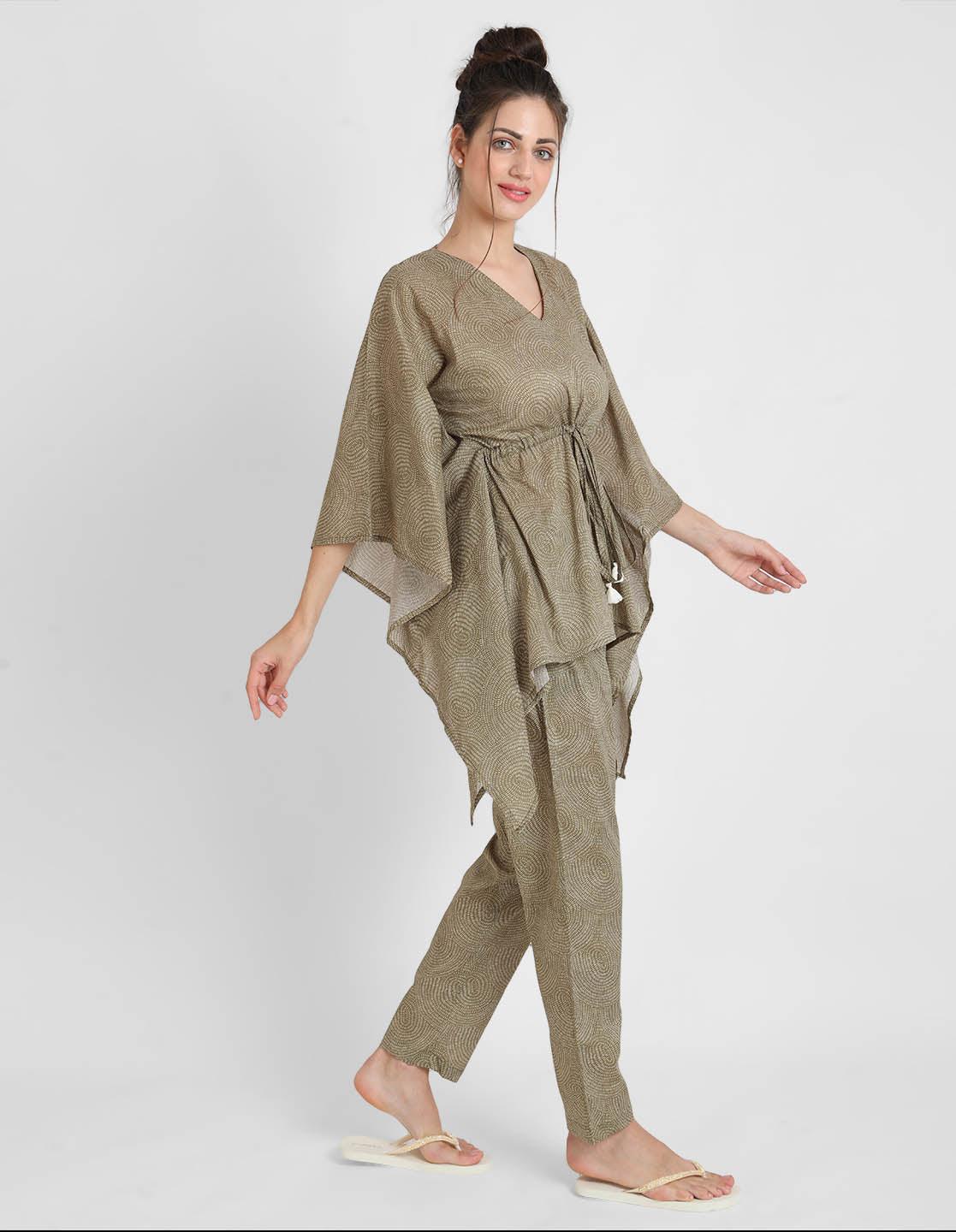 Warli Print Kaftan Pajama Set