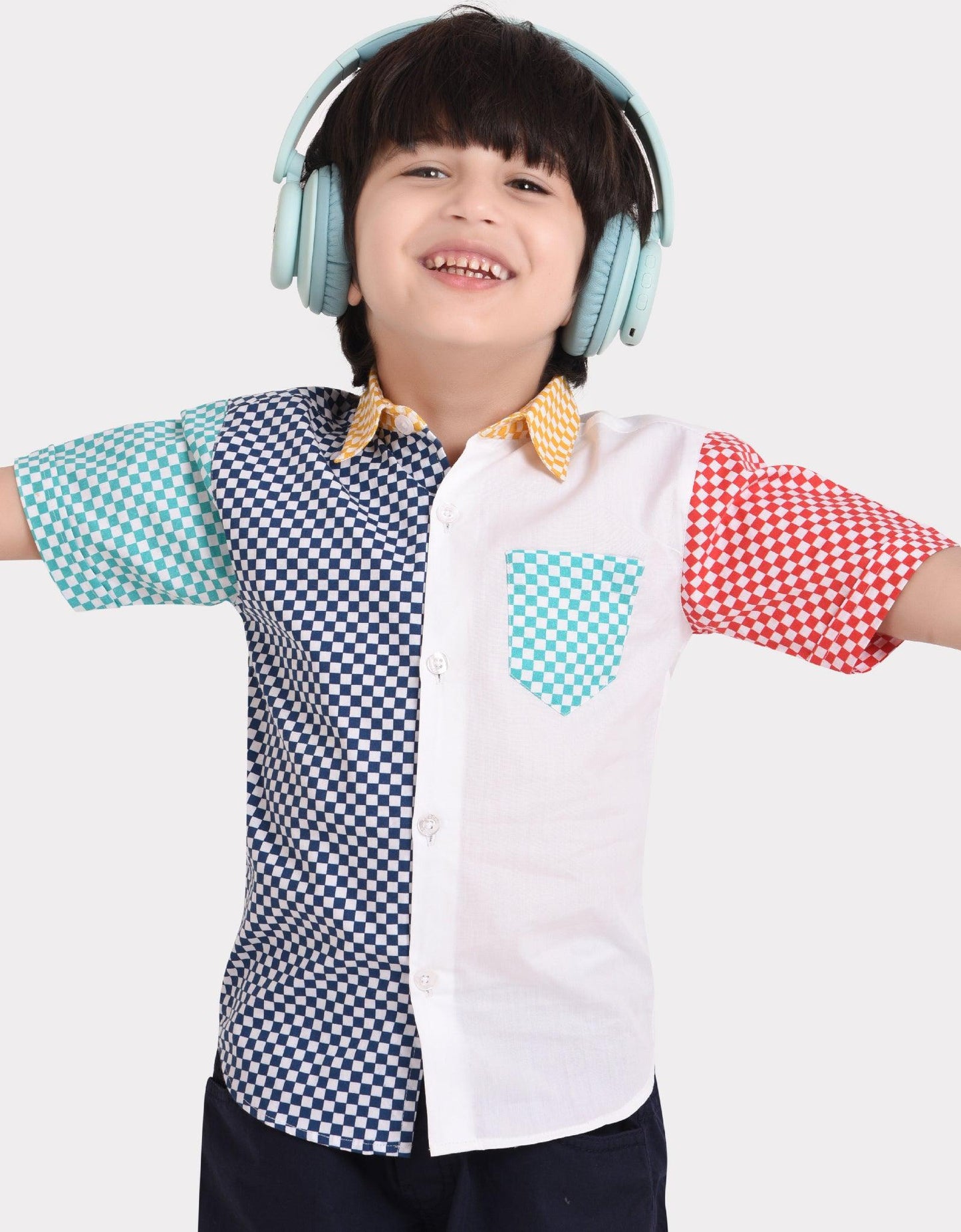 Multi Checks Print Boys Shirt