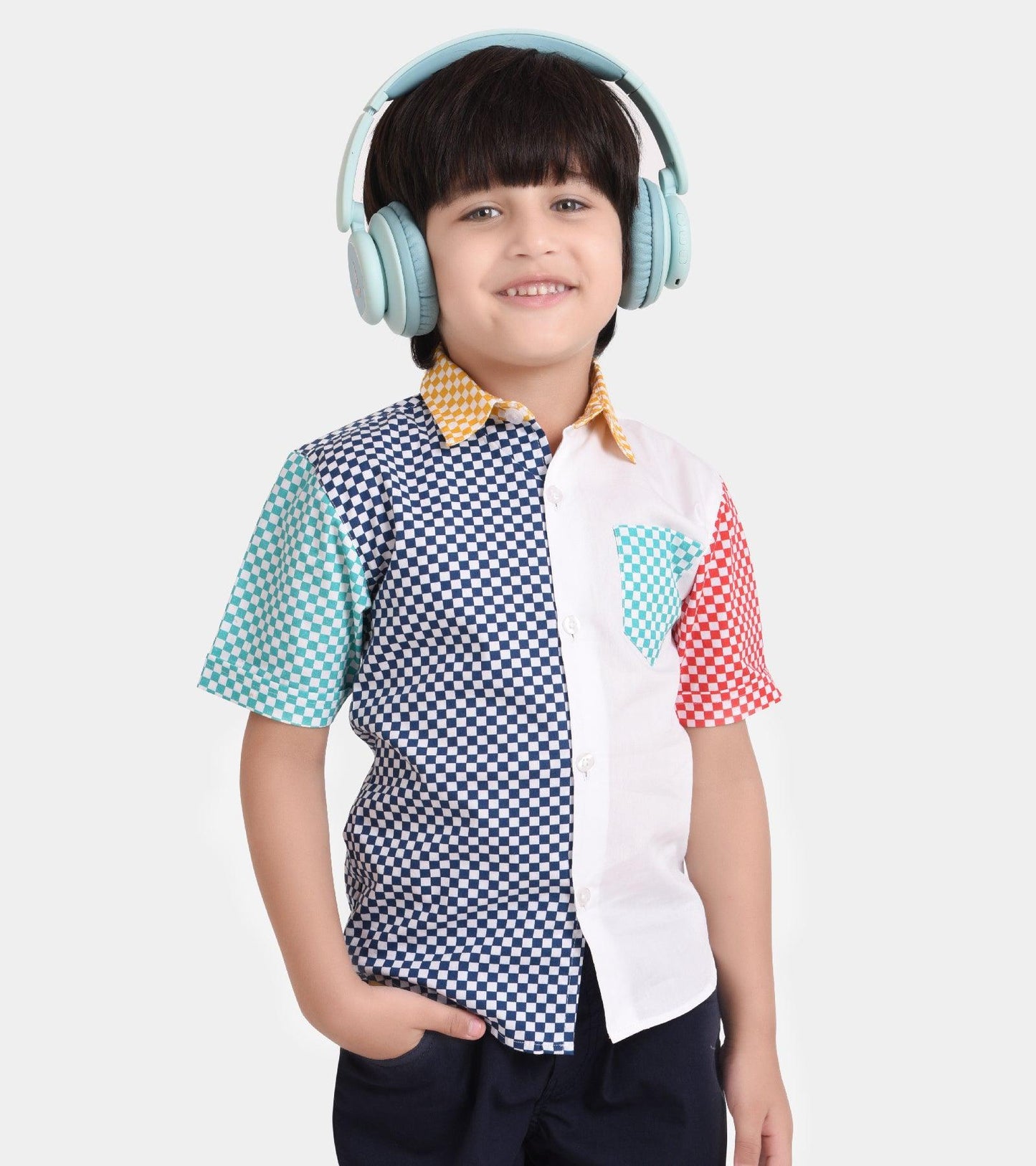 Multi Checks Print Boys Shirt