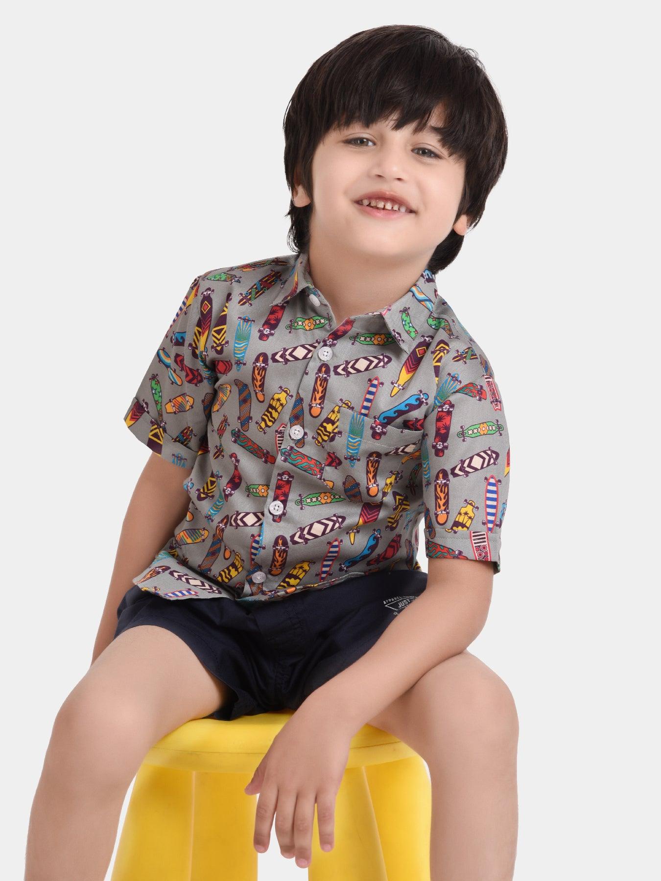 Skateboard Printed Half Sleeve Shirt - koochi Poochi