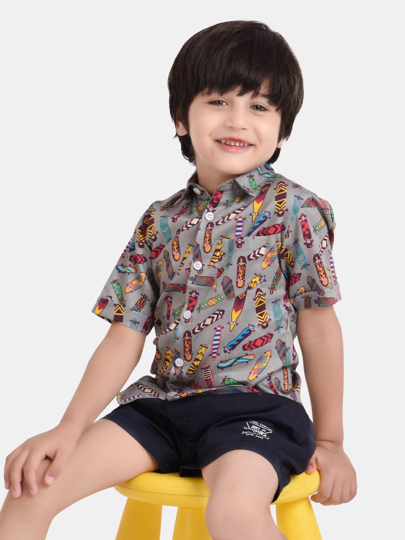 Skateboard Printed Half Sleeve Shirt - koochi Poochi