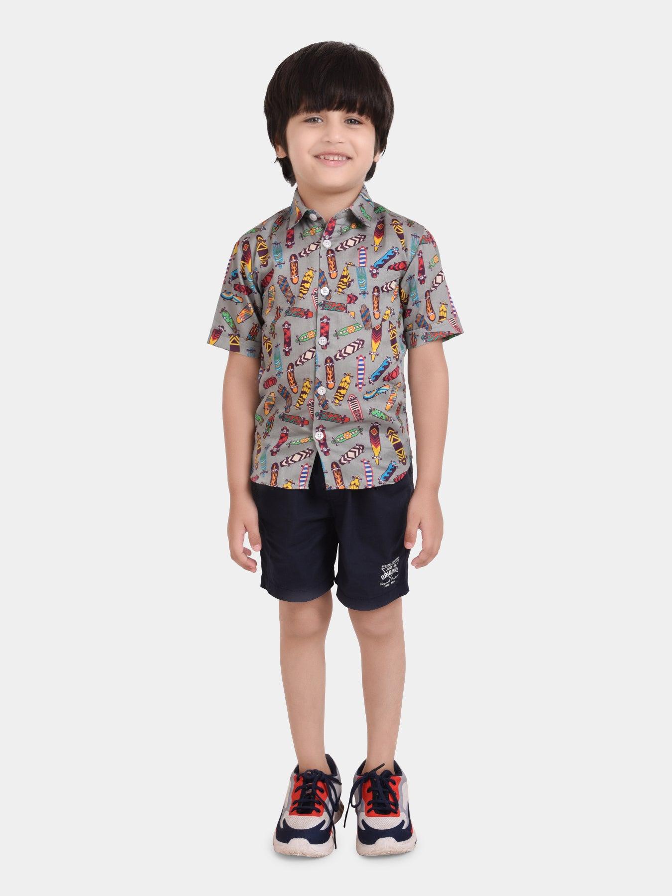 Skateboard Printed Half Sleeve Shirt - koochi Poochi