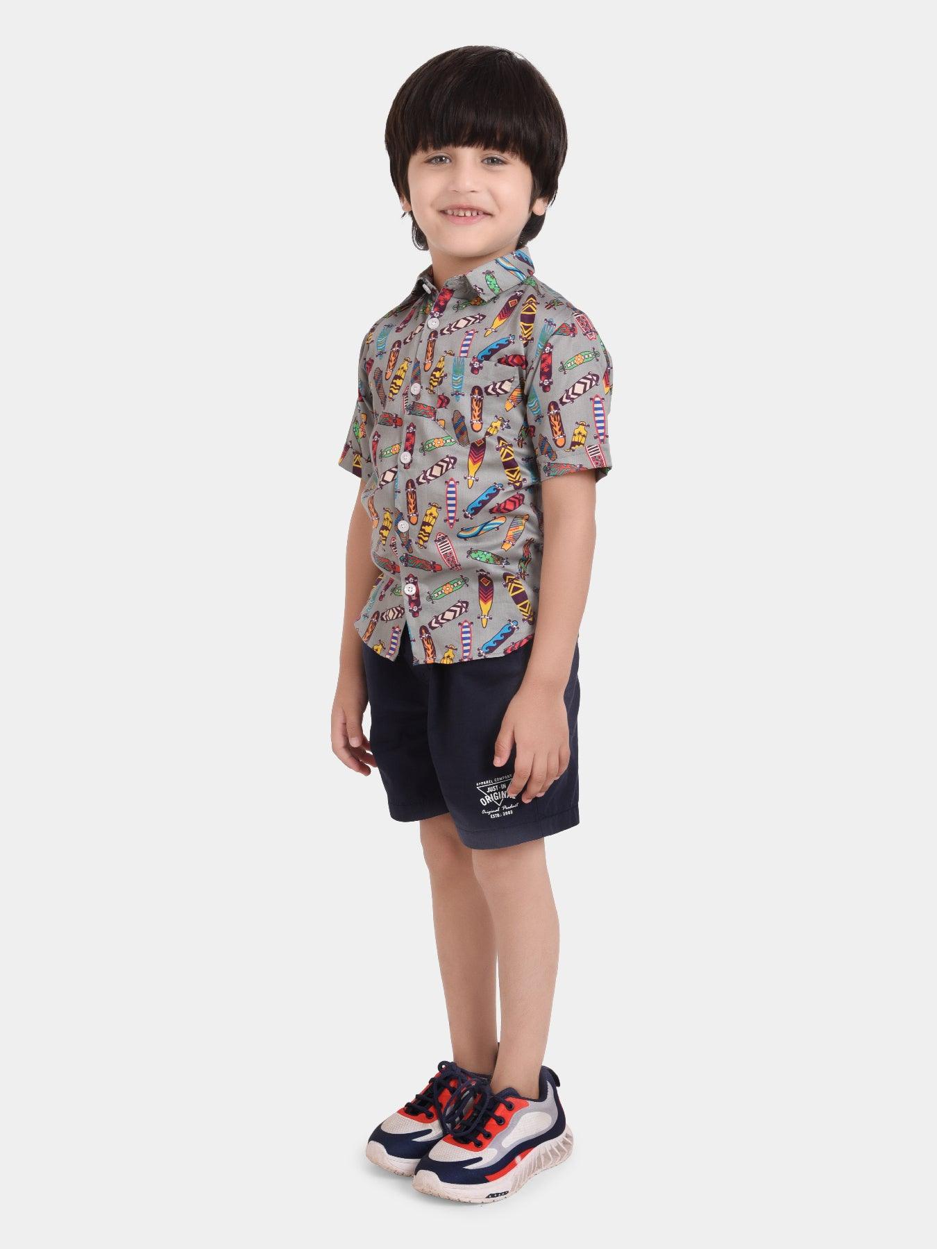 Skateboard Printed Half Sleeve Shirt - koochi Poochi