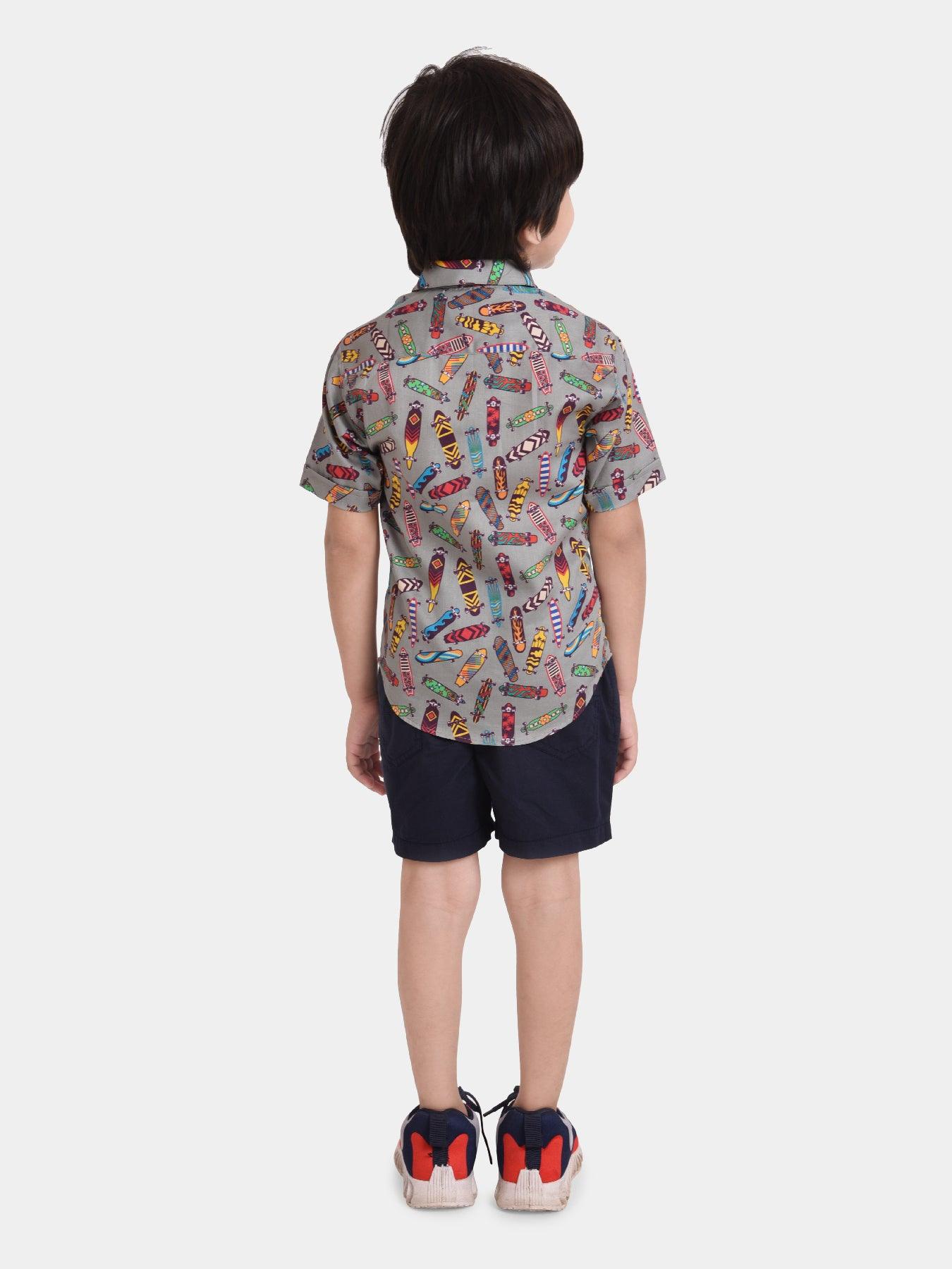 Skateboard Printed Half Sleeve Shirt - koochi Poochi