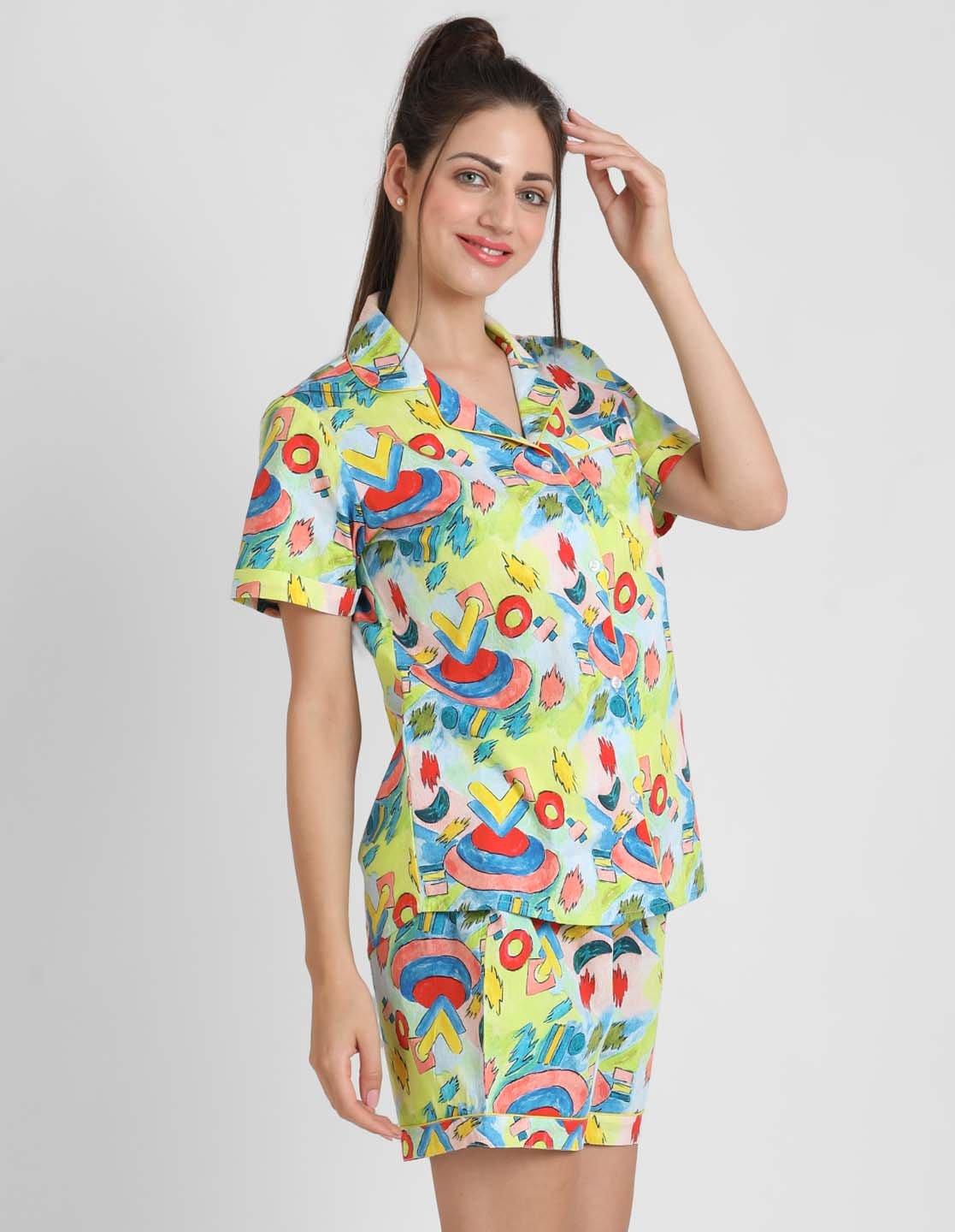 Paint Brush Printed Nightsuit Set for Women