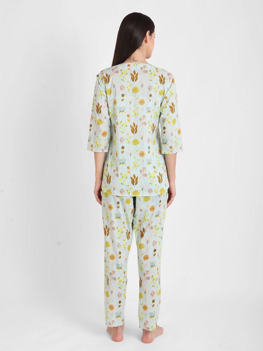 Pastel Floral Printed Nightsuit Set for Women