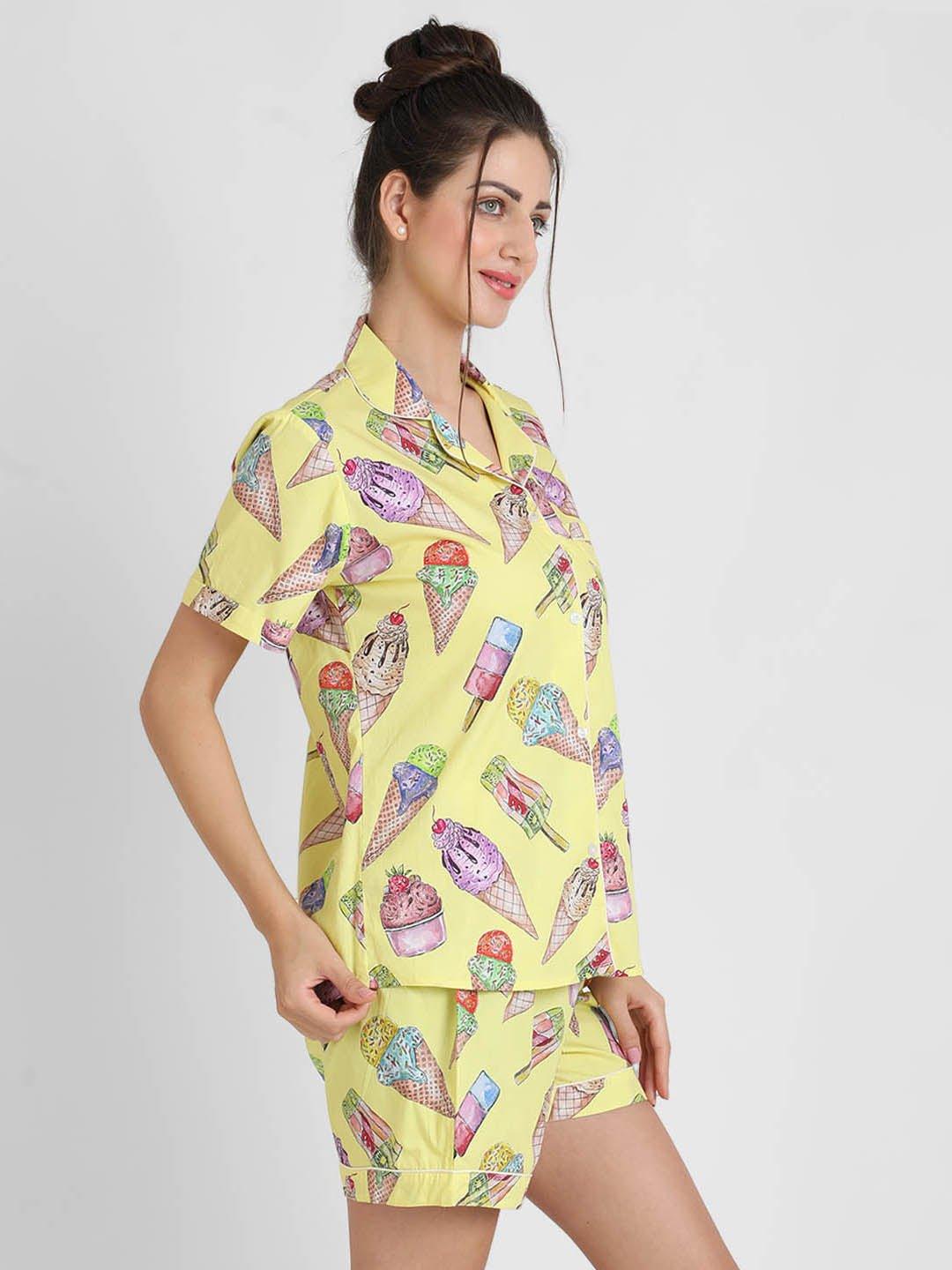 Icecream Printed Nightsuit Set for Women