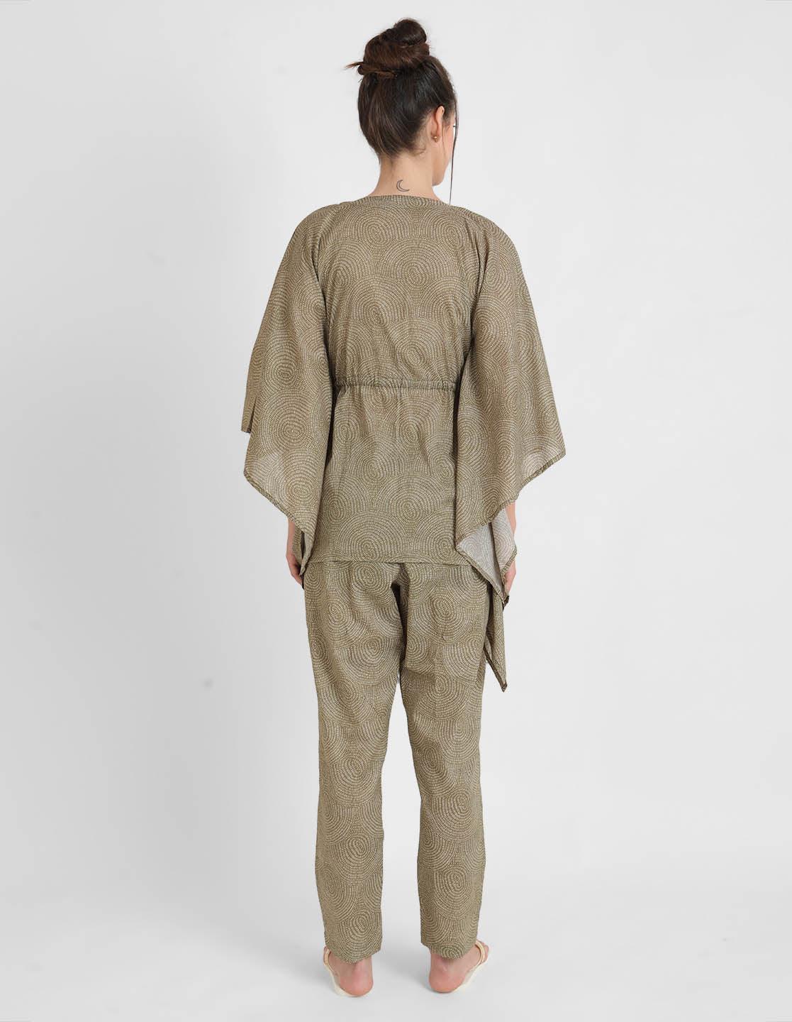 Warli Print Kaftan Pajama Set