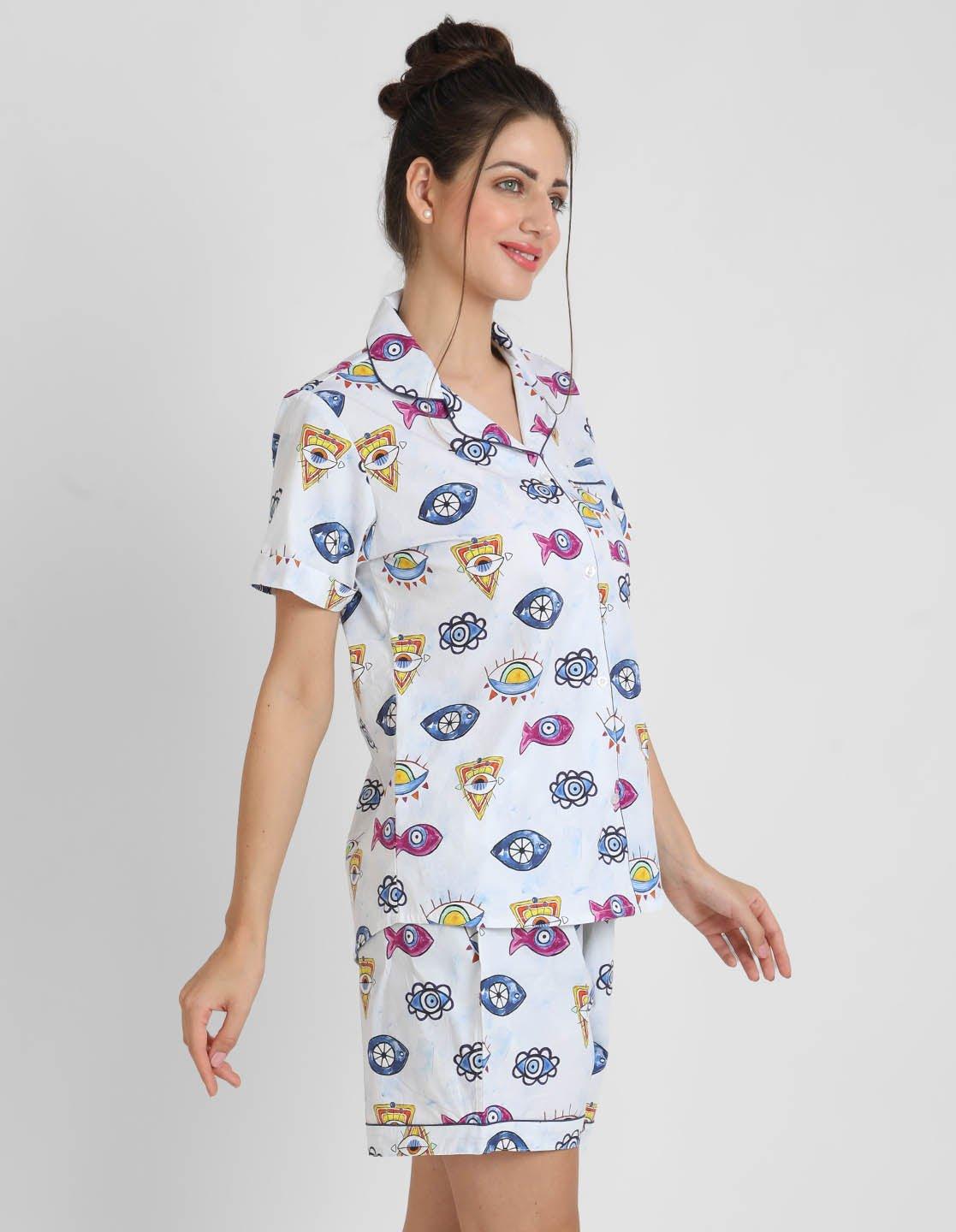 Evileye Printed Nightsuit Set for Women