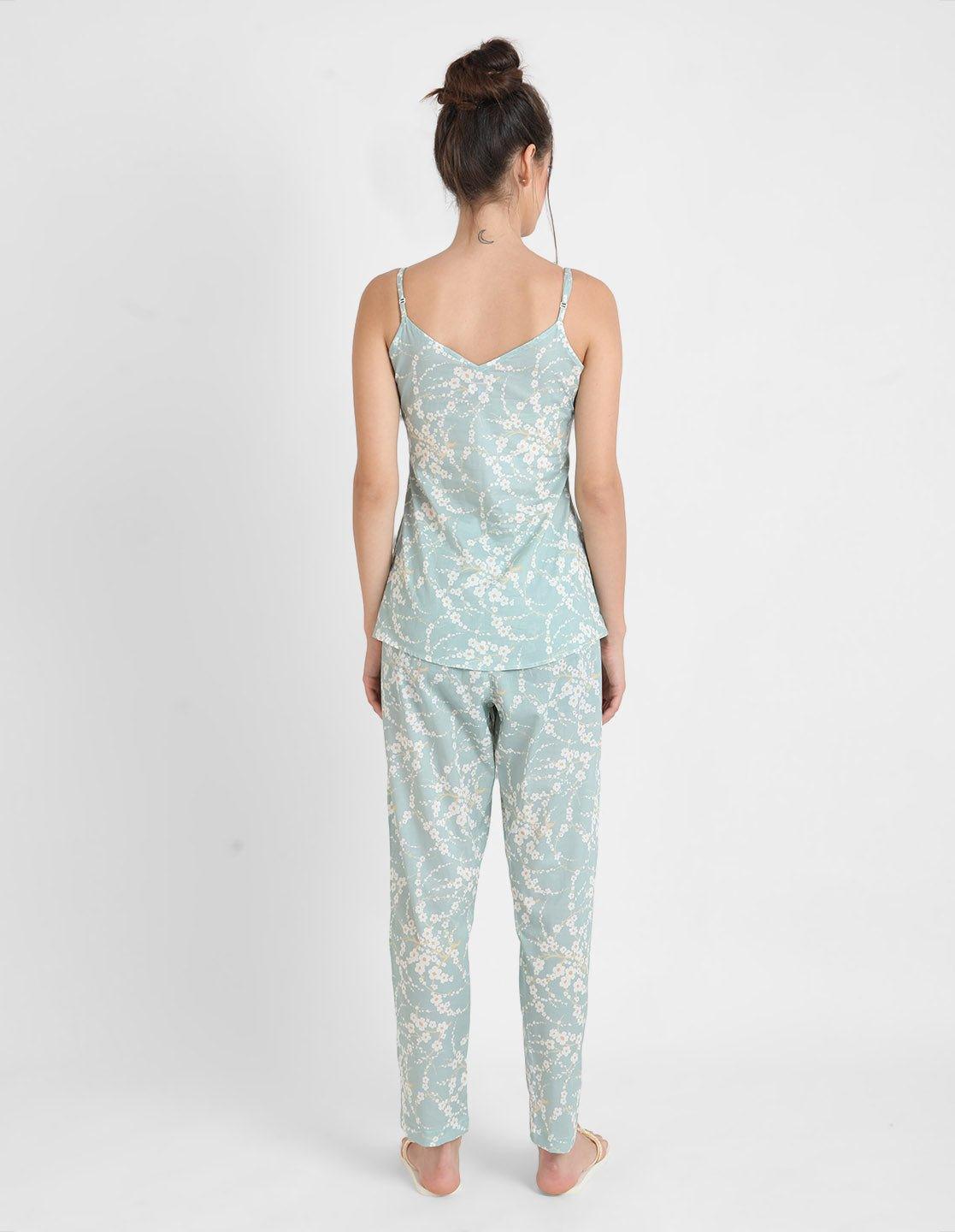 Blossom Printed Singlet Pajama Set for Women