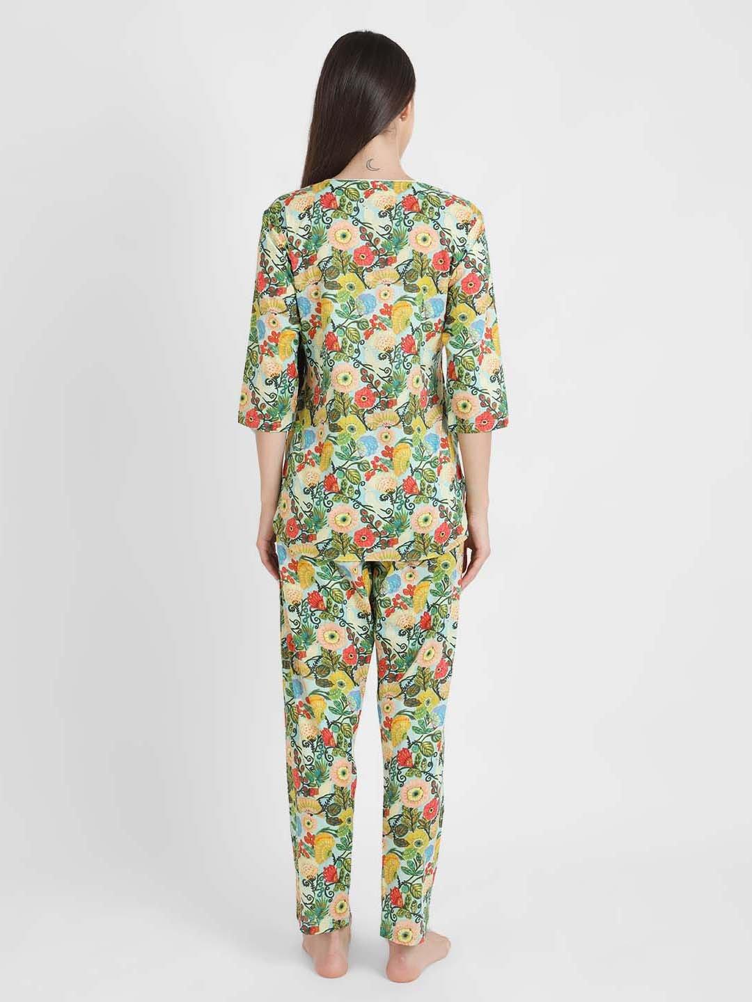 Wild Floral Printed Nightsuit Set for Women