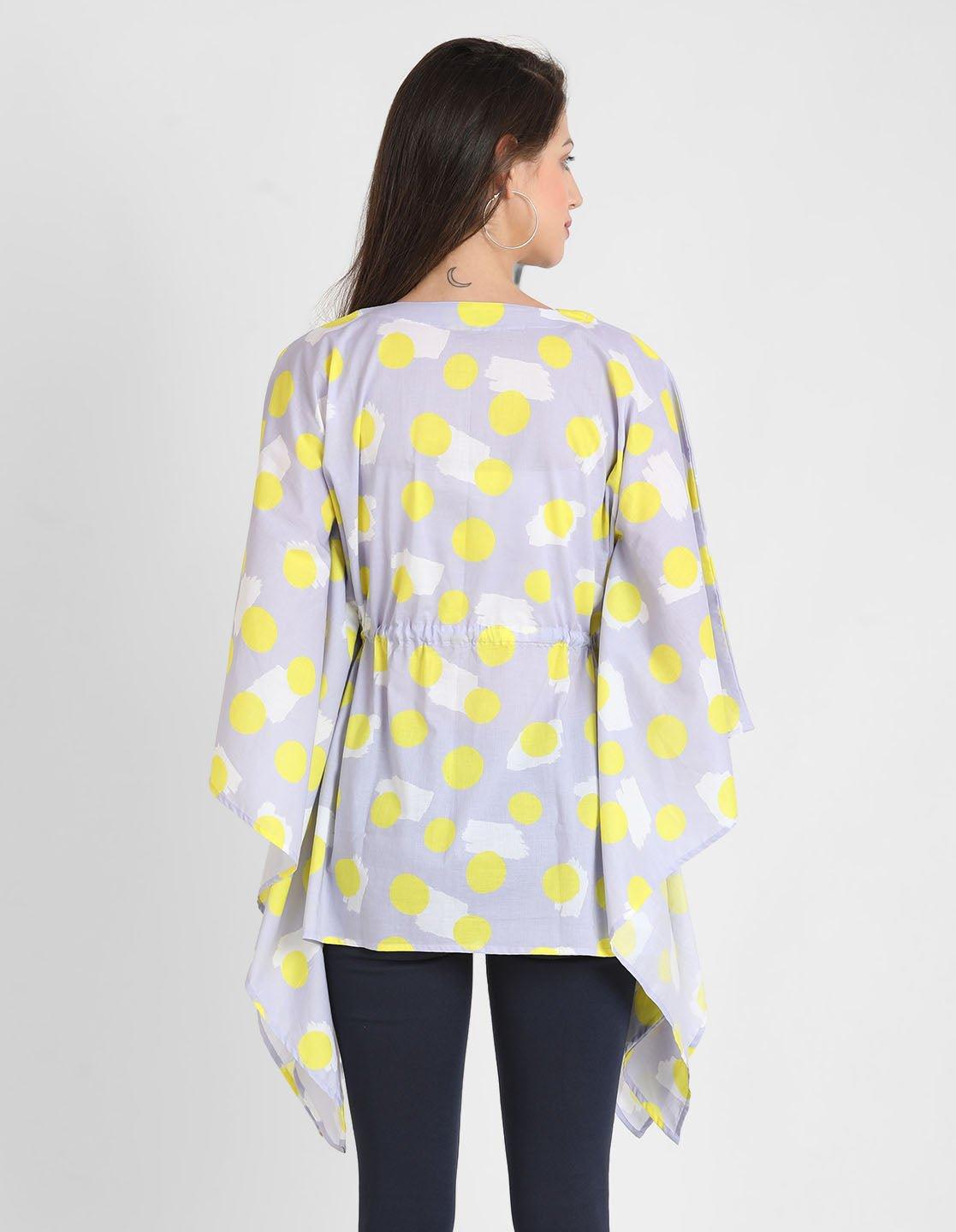 Yellow Polka Print Kaftan